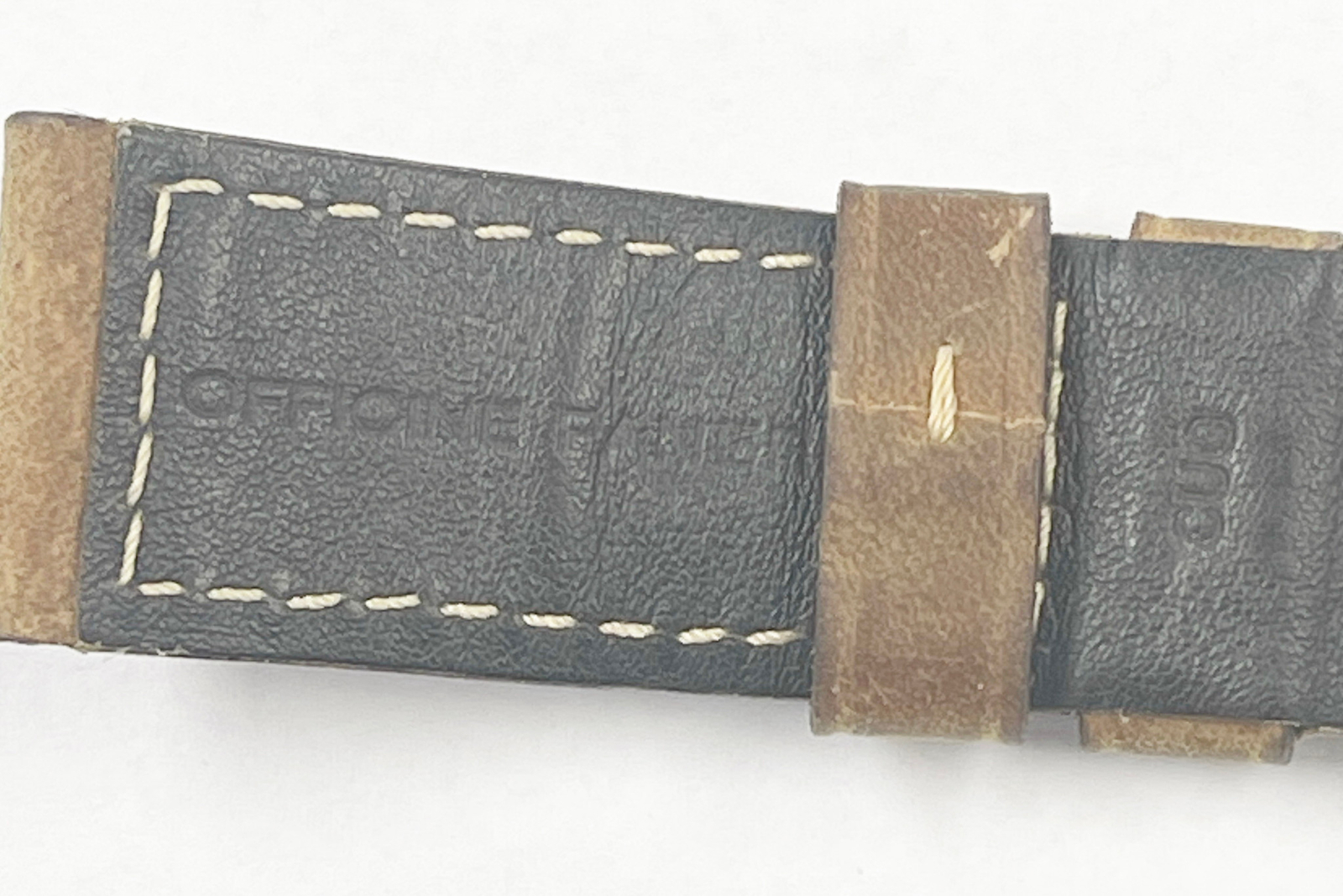 Authentic Officine Panerai 24mm x 22mm Brown Leather Watch Band w/ Black Buckle