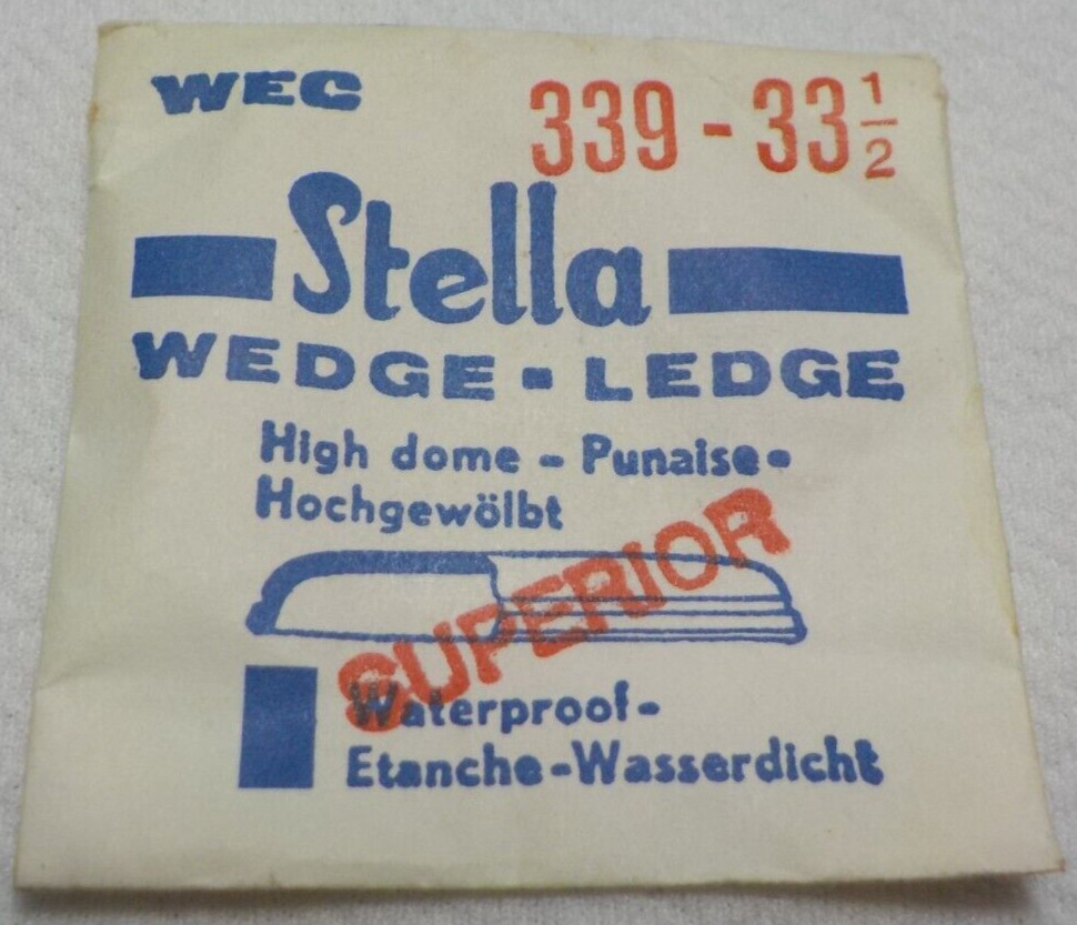 STELLA ROUND WATCH CRYSTAL WATCHMAKER REPLACEMENT PART 339 33 1/2 WEC #208