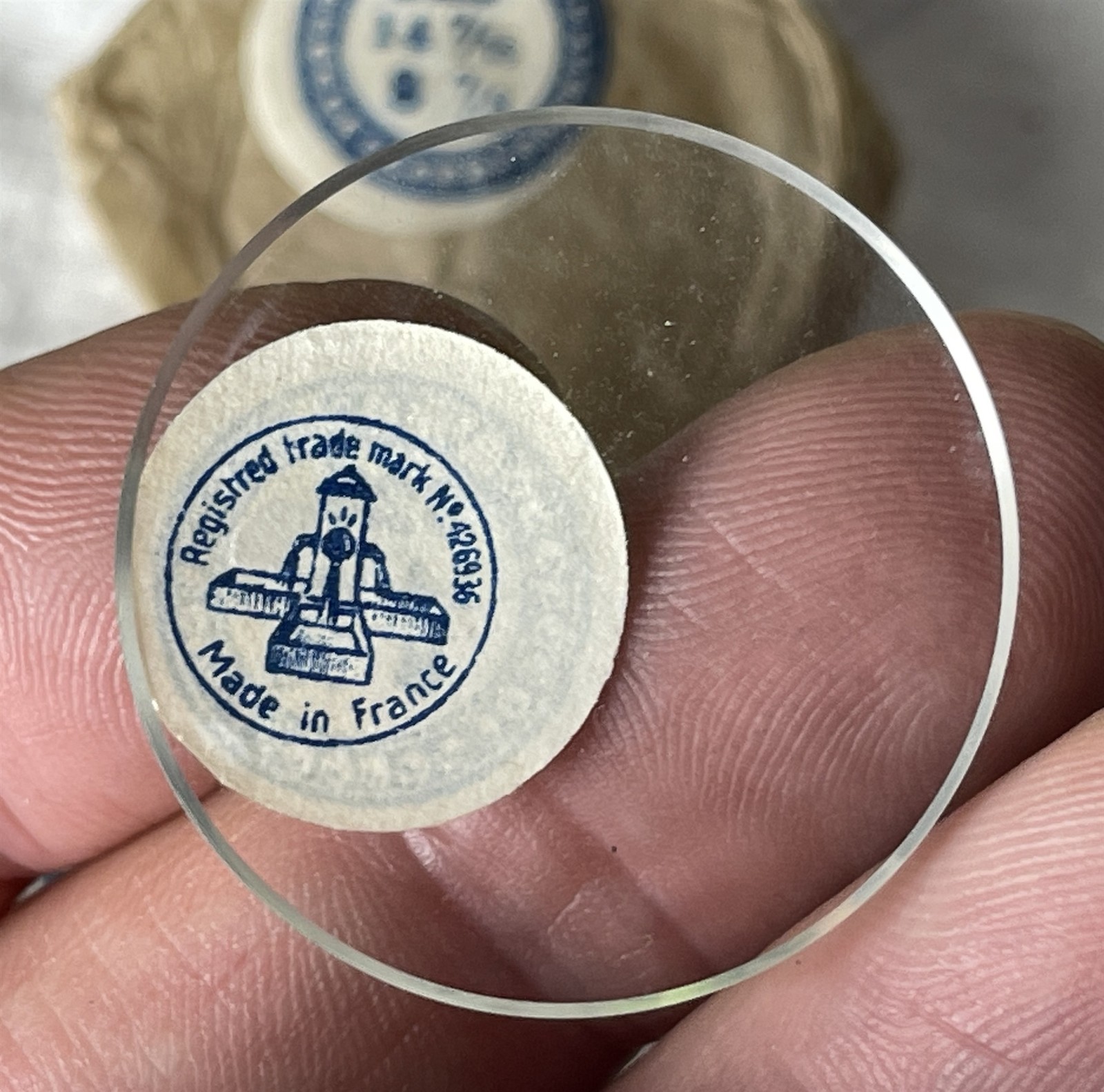 2 Antique VTF France Mineral Open Face Glass Watch Dial Crystals 325 32.4mm