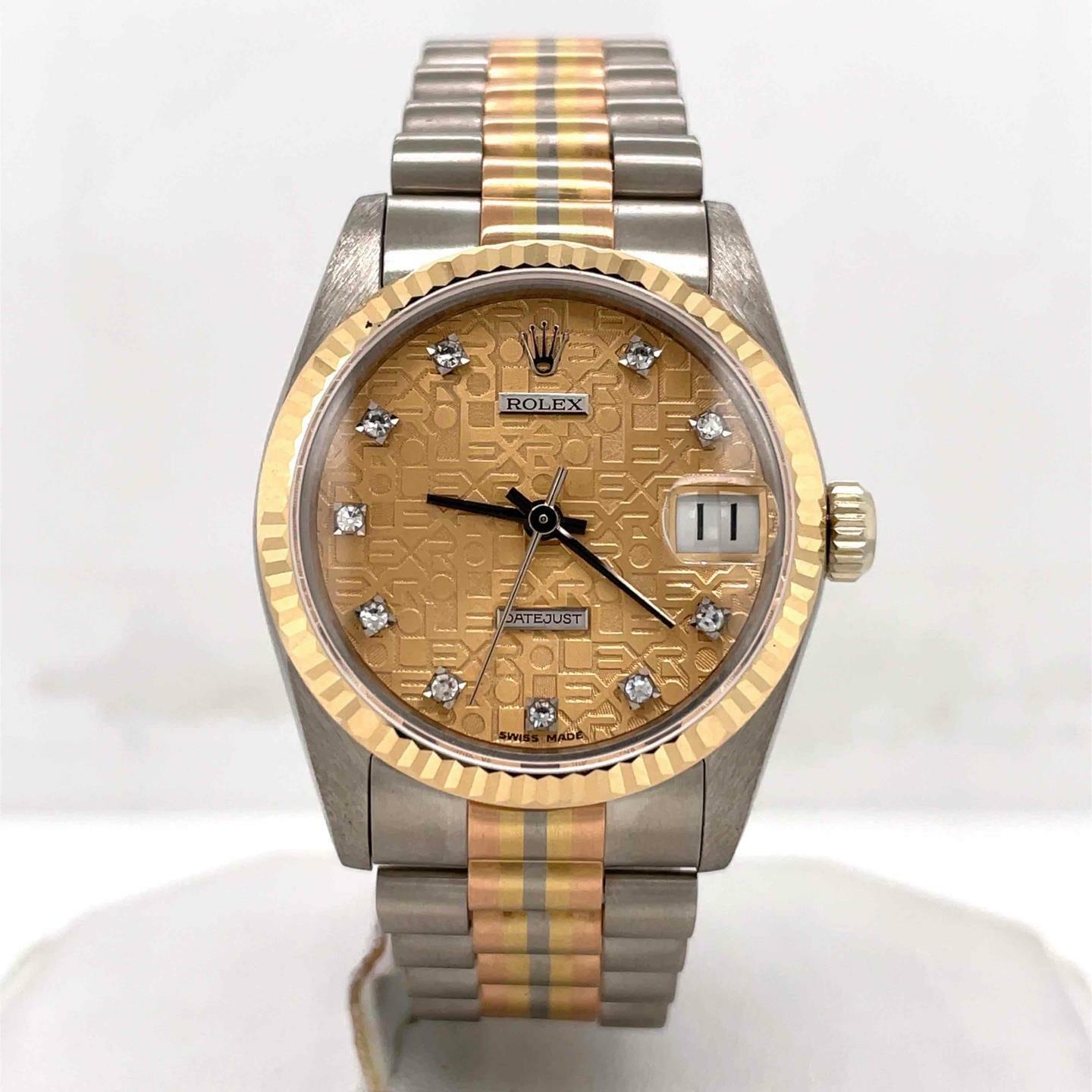 Rolex Datejust Tridor Automatic 31mm 18k White Yellow & Rose Gold Ladies 68279
