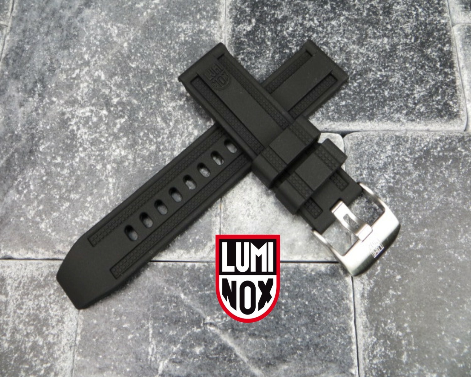 New 23mm LUMINOX Rubber Strap EVO Diver Watch Band XV 3050 3950 Navy Seal Black