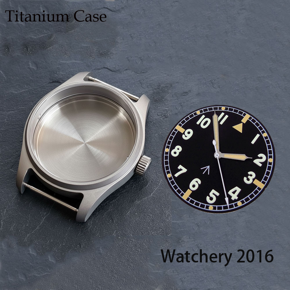 39mm Pilot Titanium Watch Case Fit NH35 Miyota 8215 ETA2824 Auto Movement Watch