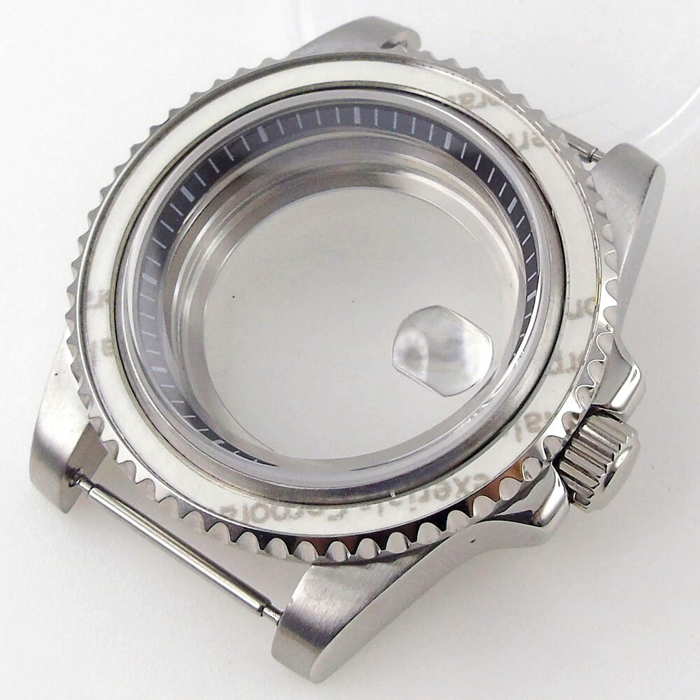 40mm black blue chapter ring Watch Case fit for NH35A NH36A 2824 sapphire glass