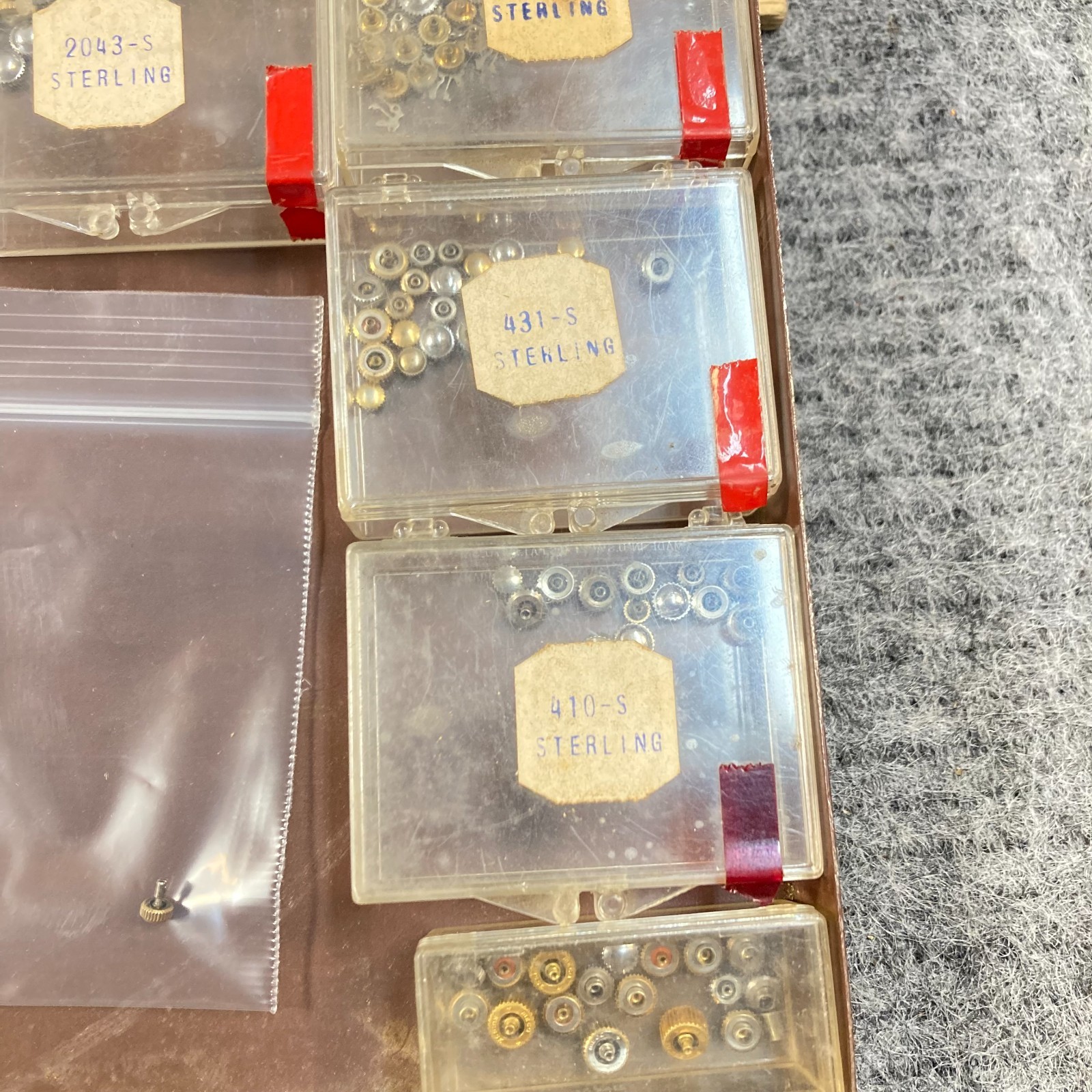 Watchmaker Cabinet Two Drawer Crowns Labeled Sterling & Gold Filled 100+ Pc