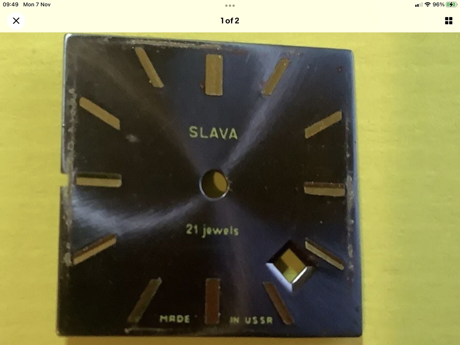 CLASSIC WATCH PARTS. Slava 2414 Dial 25mm X 25mm Square, Date @ 4. Ref 1