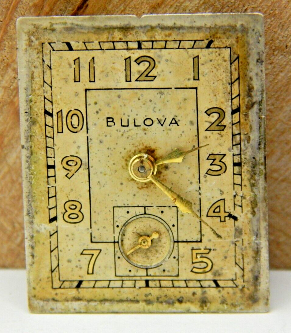 Vintage 1948 Bulova 8AE 17 jewel men’s wrist watch movement with dial & hands