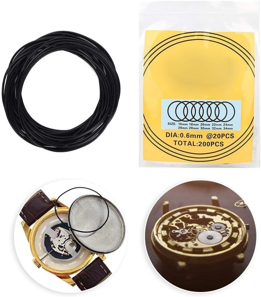 200pcs Rubber Watch Back Cover Seal Gaskets – Water-Resistant Repair Kit
