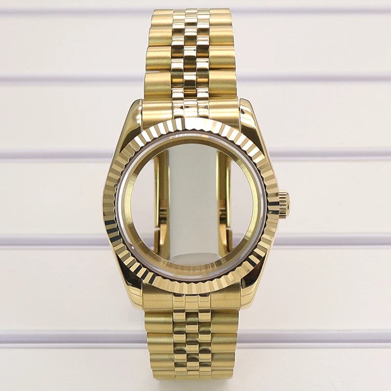 Fluted 36/39mm Watch Case Sapphire Crystal For NH35 NH36 NH38 Miyota 8215