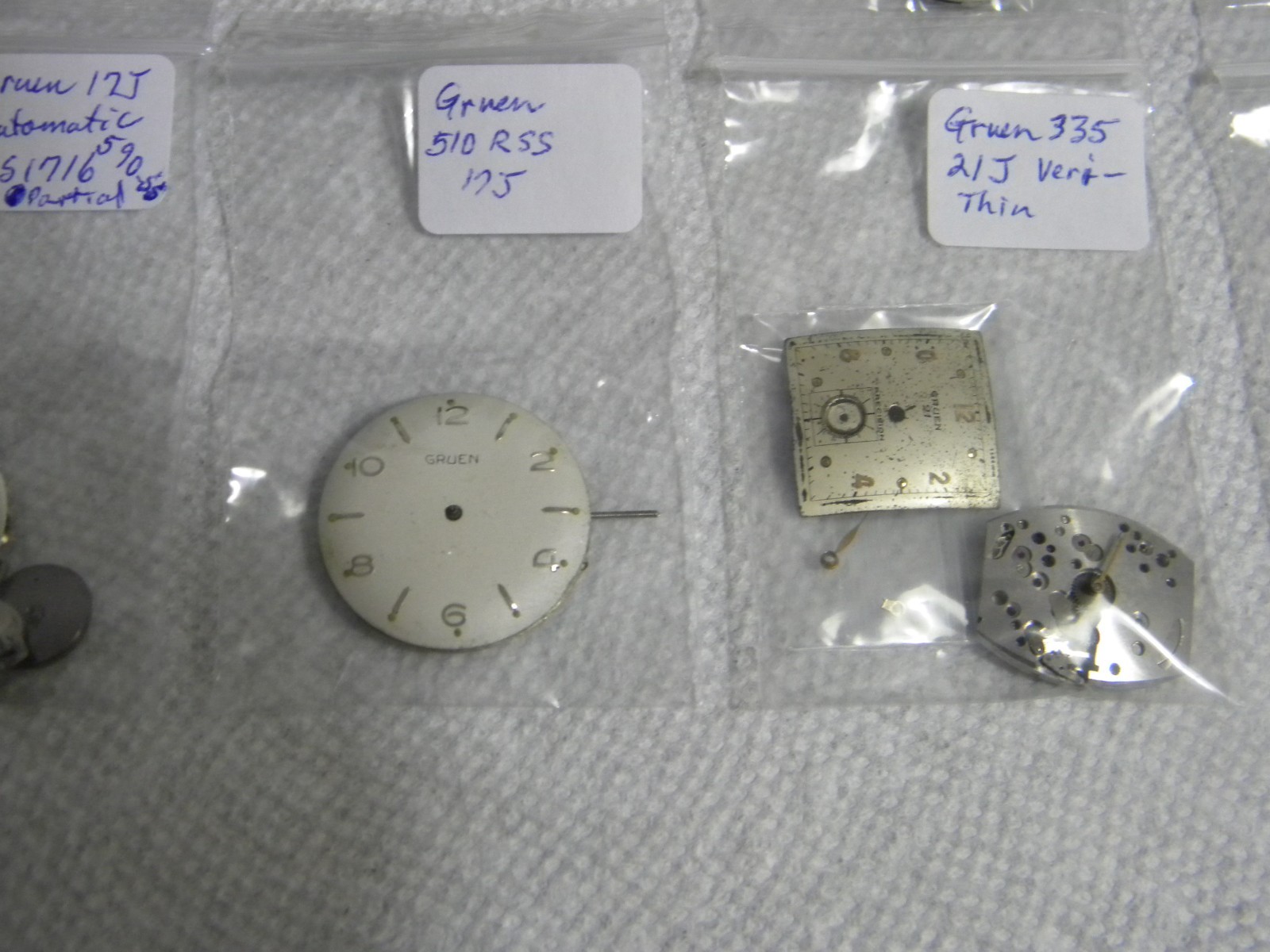 Gruen Lot 15J to 21J Wrist Watch Movements to Repair or for Parts Qty 10 Each