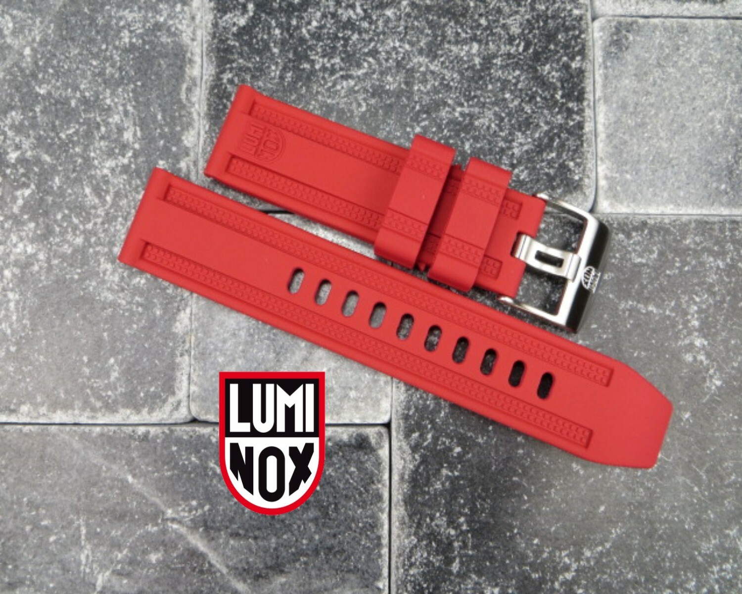 New 23mm LUMINOX Rubber Strap EVO Diver Watch Band XV 3050 3950 Navy Seal Red x1