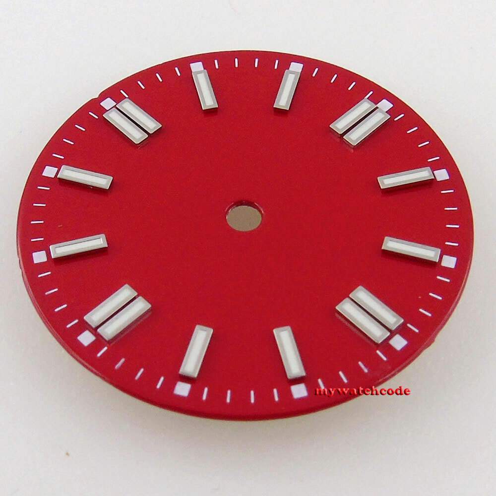 29MM Blue Black White Watch Dial Luminous Marks For Miyota 8215 2824 NH35A NH36A