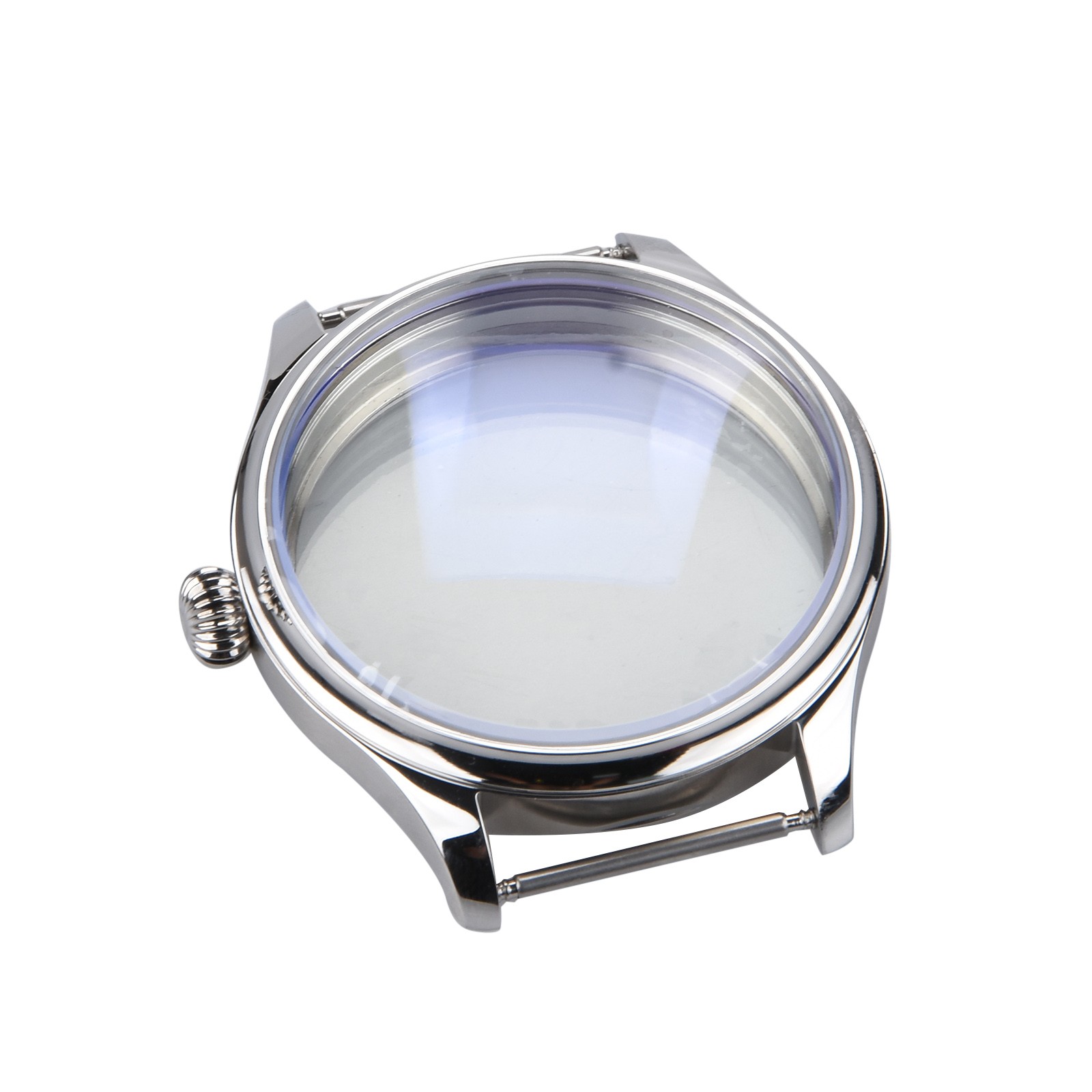 Silver 44mm Stainless Steel Watch Case For ETA6497/6498 Movement Replacement aa