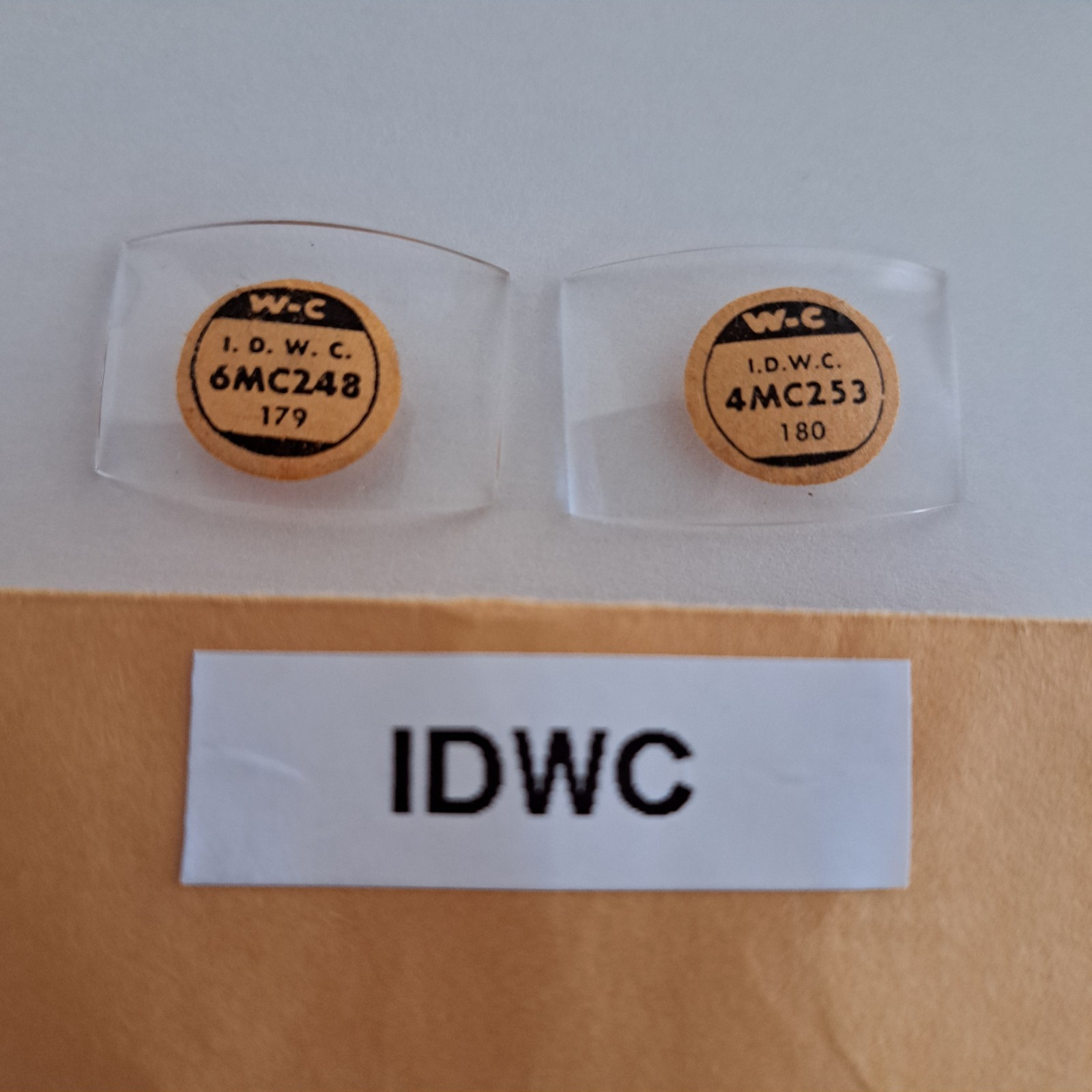I.D.W.C. Wristwatch W-C Glass Crystals NOS TONNEAU SHAPE CURVED BOTTOM