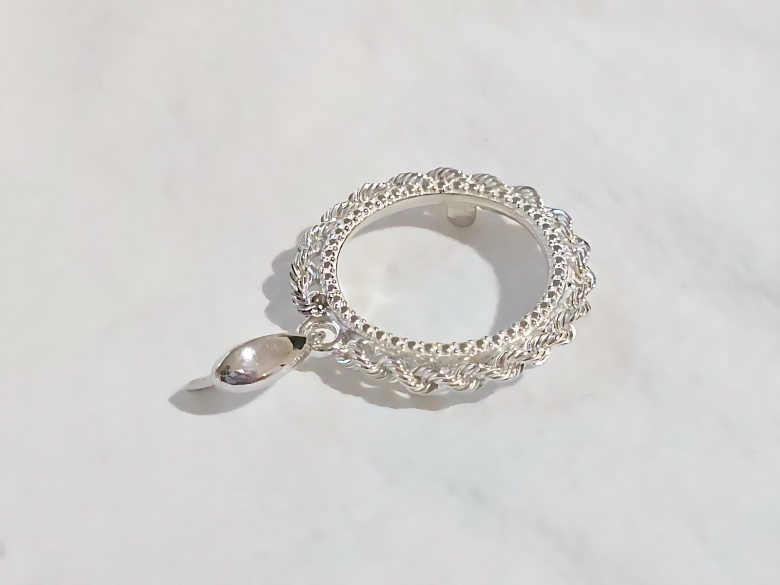 925 Sterling Silver Prong Back Illusion Rope Bezel for 18mm Dime 10 Cent Coins