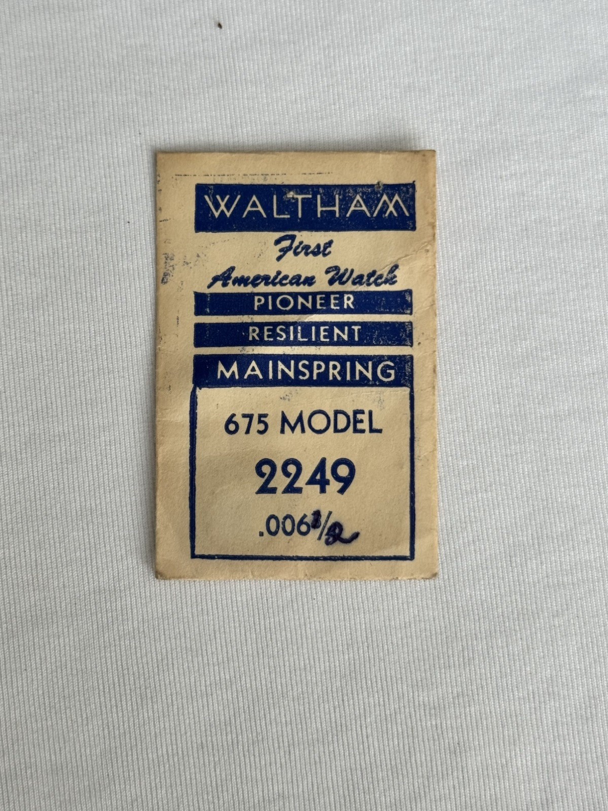 Waltham Factory Mainspring for 675 Model No. 2249 – Steel .006 1/2