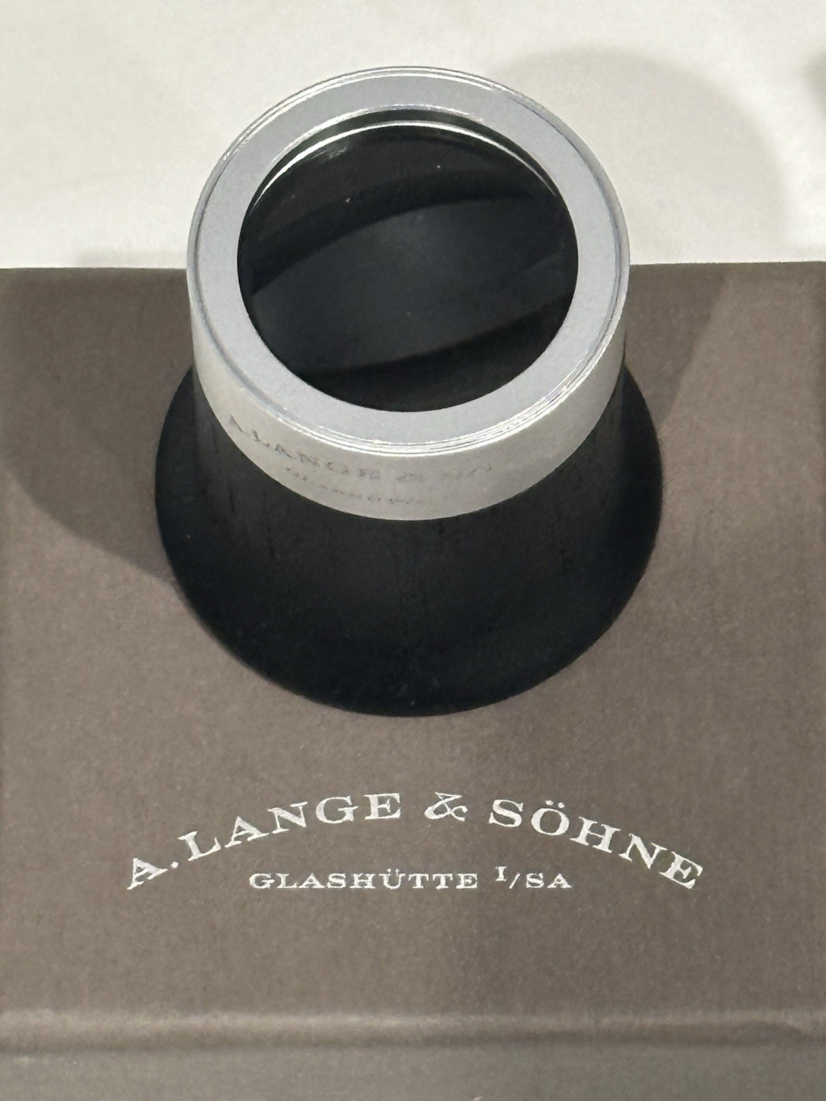 A Lange & Sohne Black Wood Watchmaker Jewelers Magnifying Eye Glass Watch Loupe