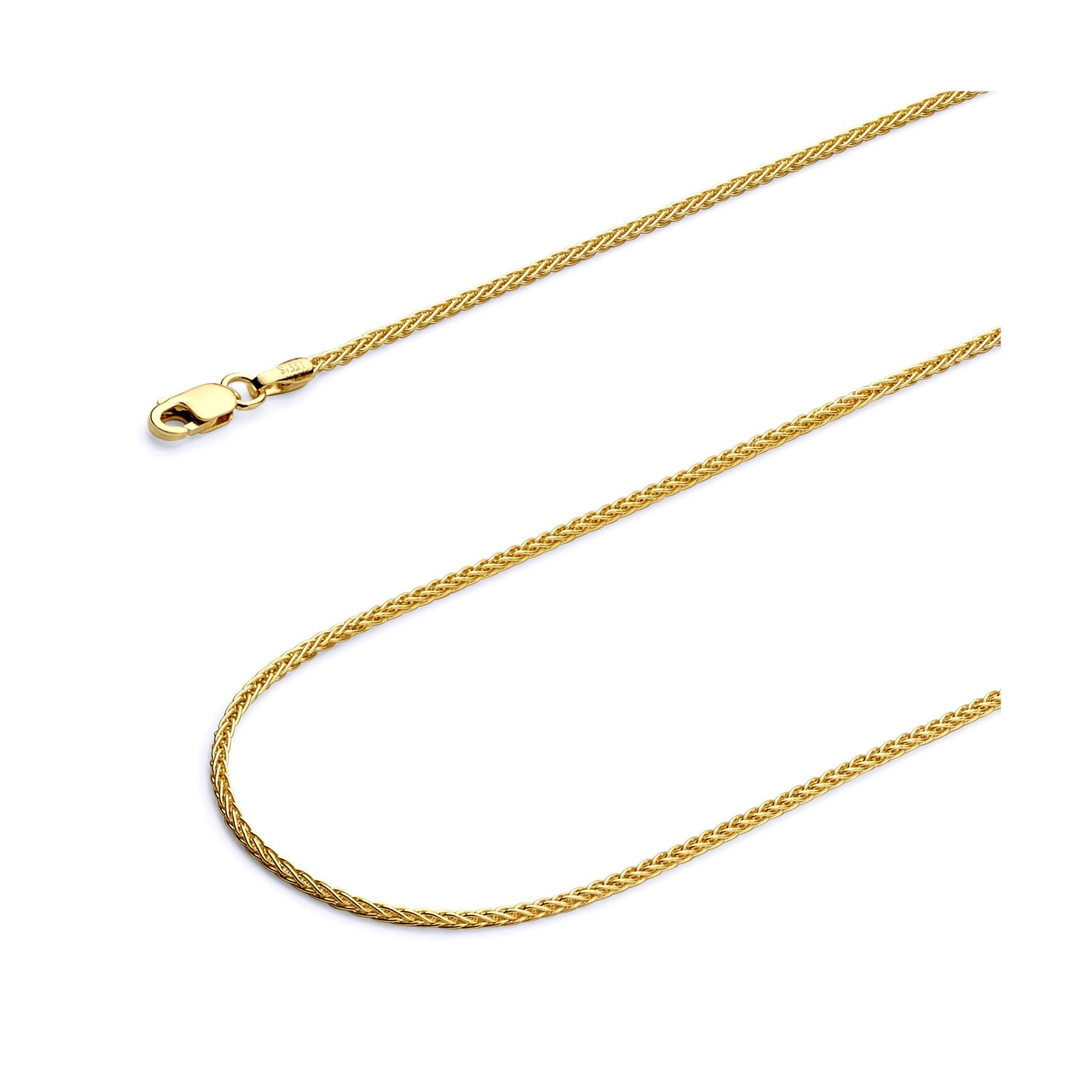 14k REAL Yellow/White/Rose Gold Solid 1.5mm, 1.2mm, 1mm Braided Wheat Chain N…