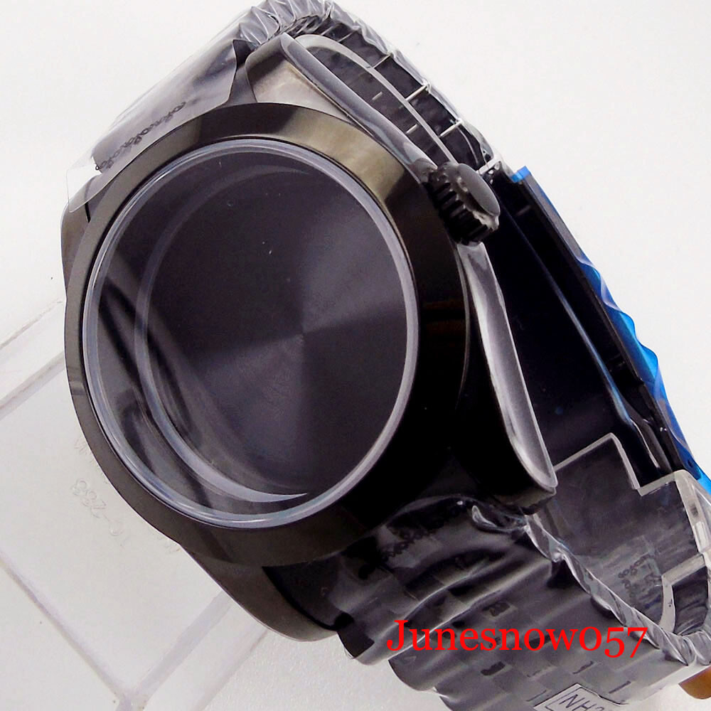 fit NH35A NH36A MIYOTA 8215 Black PVD Polished 39mm Watch Case Glide Lock