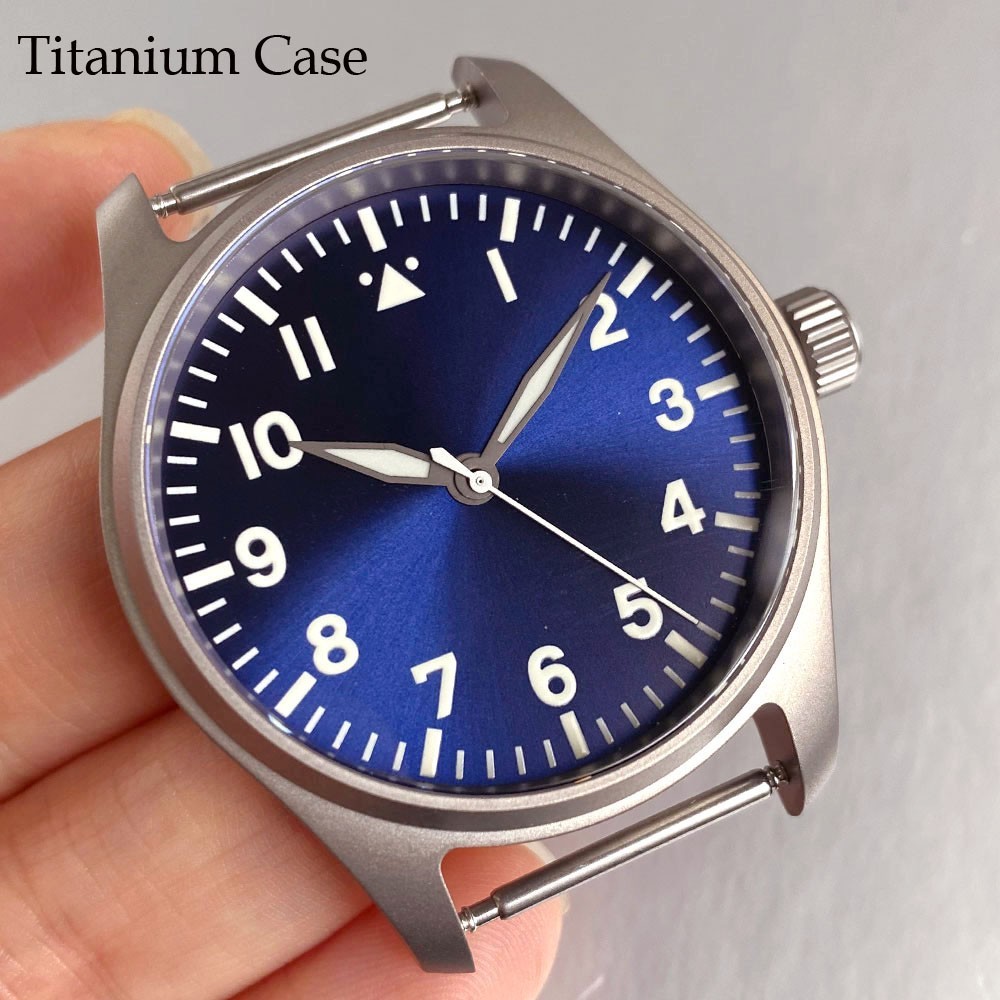 39mm Titanium Watch Case With 33.5mm Dial Titanium Hands Fit NH35 Miyota 8215 PT