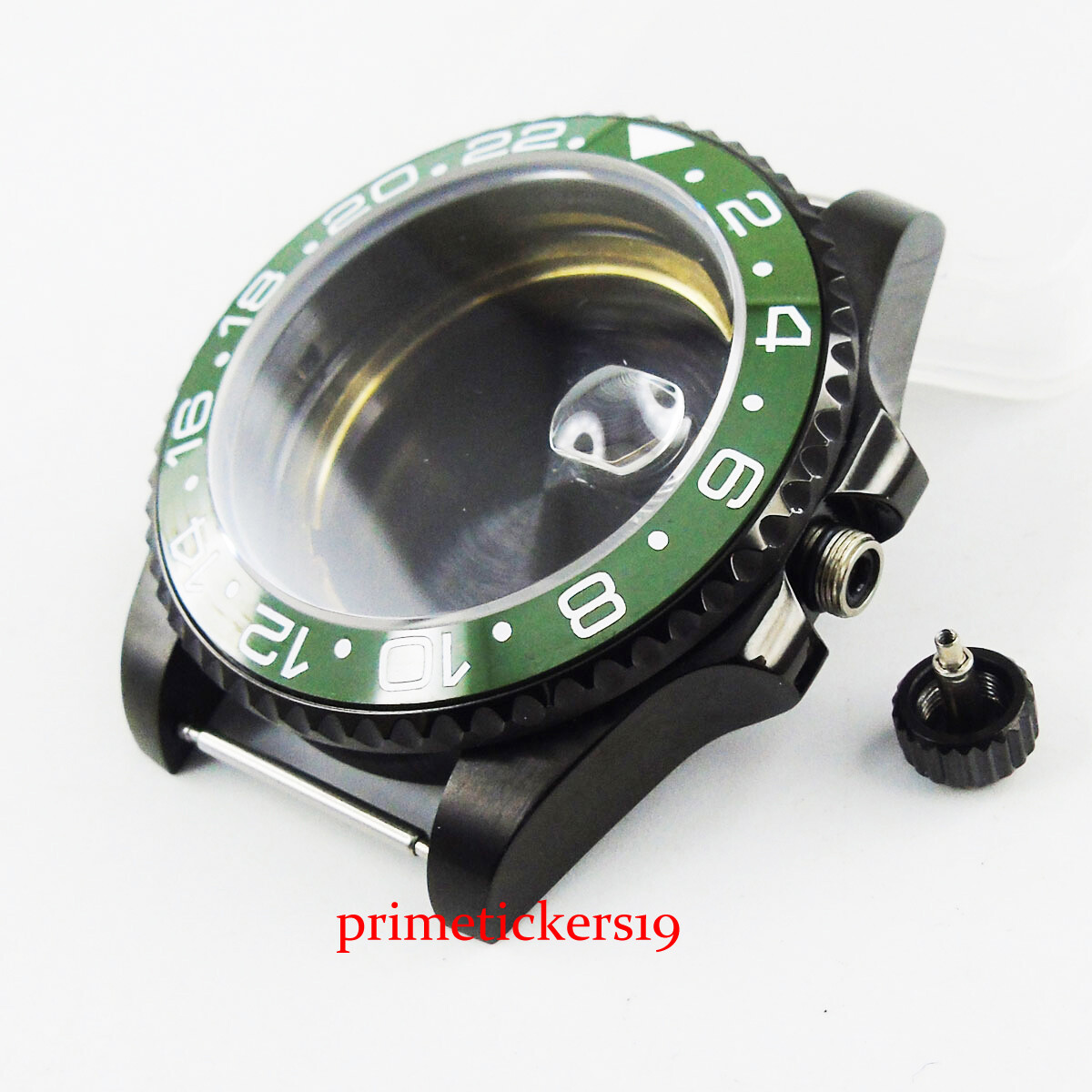 PVD Plated 40MM Watch Case Green Bezel Sapphire Glass Fit MIYOTA Movement