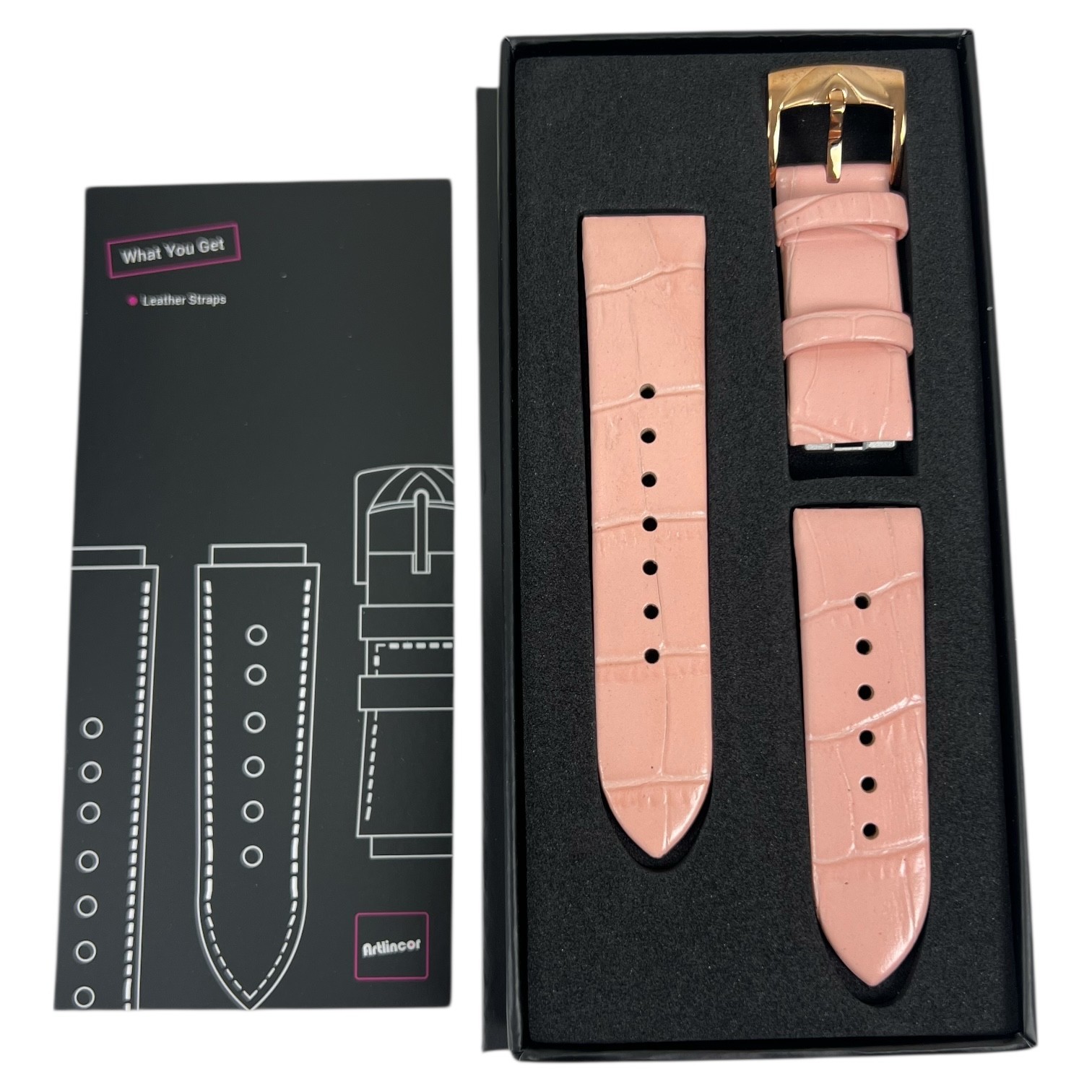 Artlincor Apple Watch Metal Leather Band Rose Gold/Pink