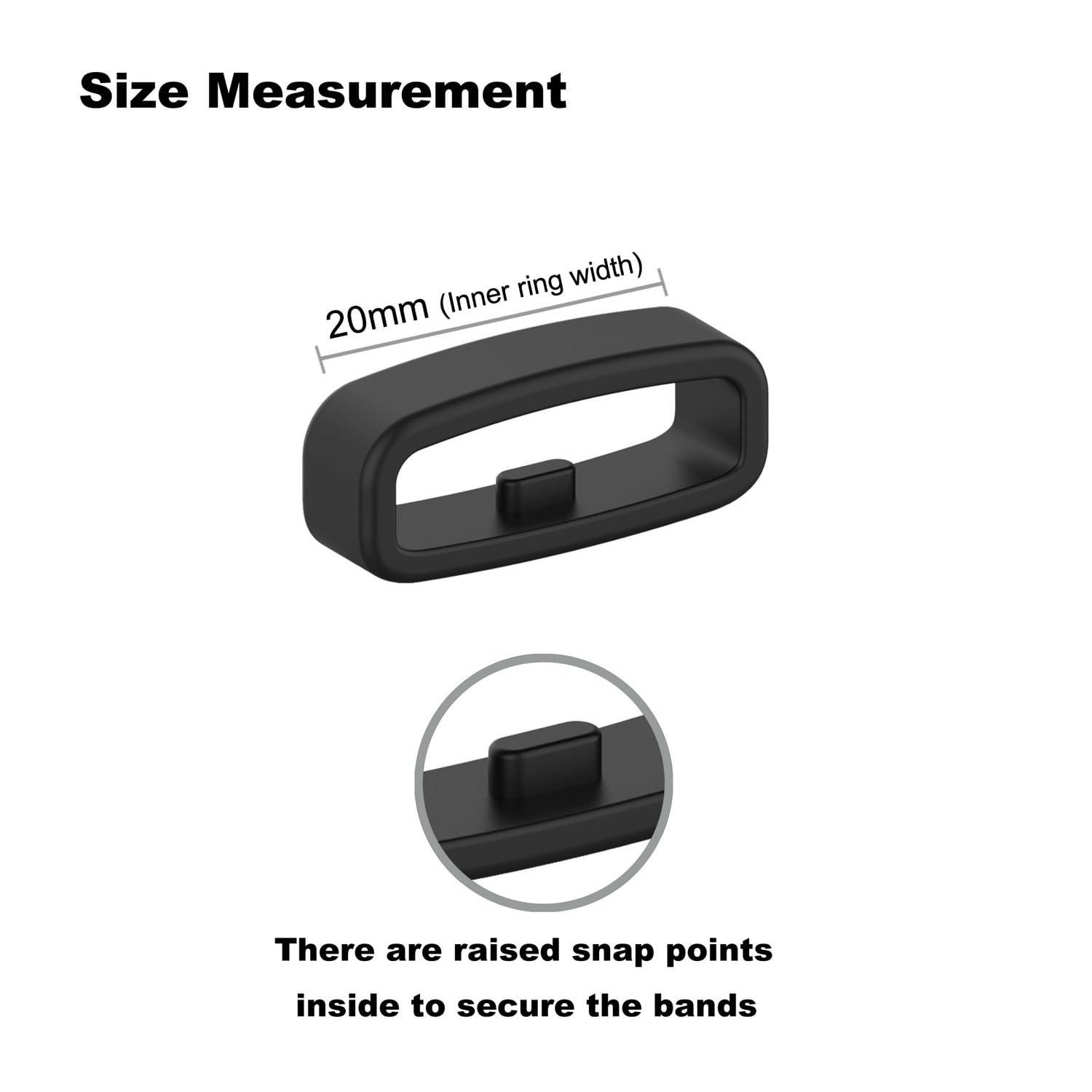 Fastener Rings for Amazfit T-Rex/T-Rex Pro/T-Rex 2/T-Rex 3/GTS 20mm, Black