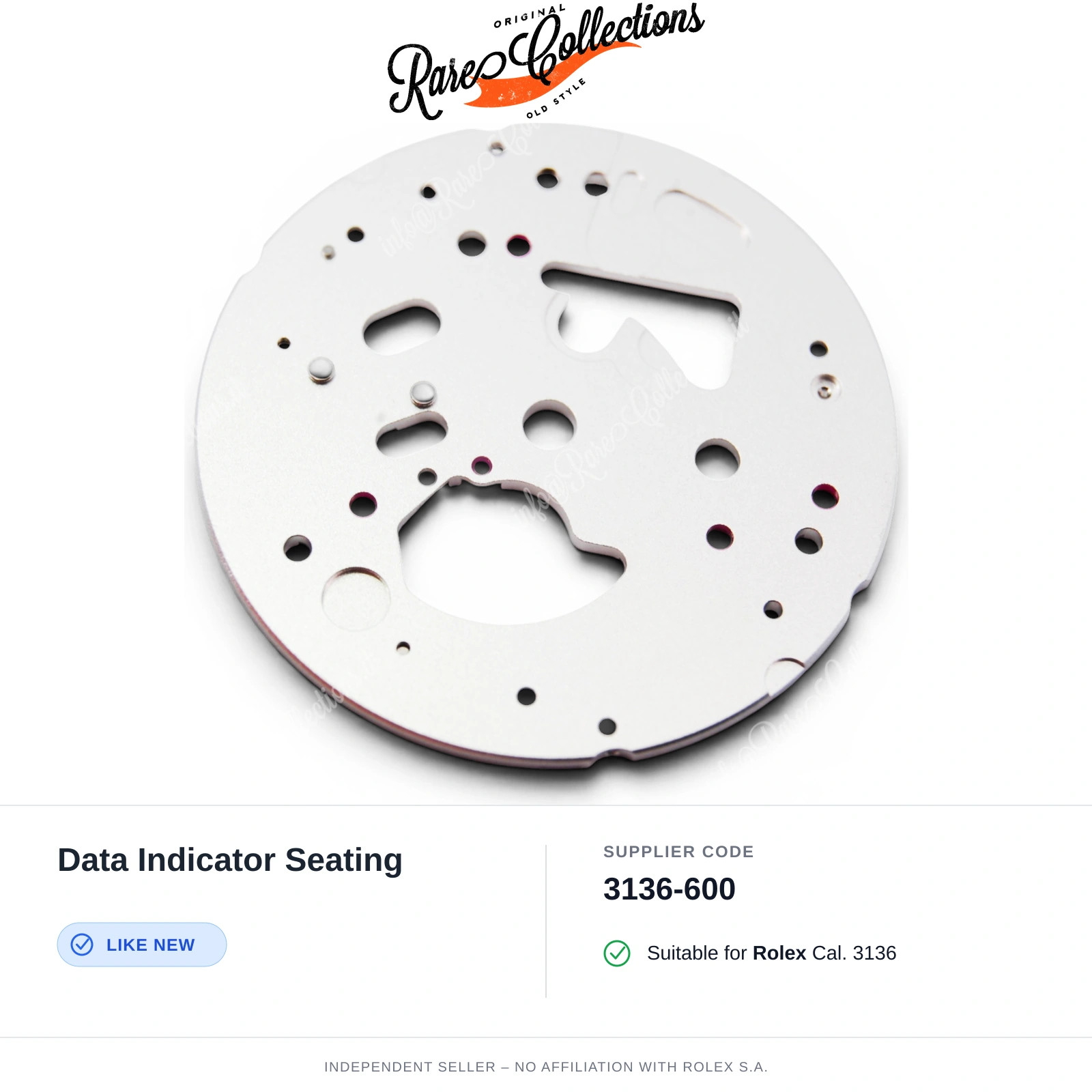 Data Indicator Seating for Rolex (cod. 3136-600) — Excellent Condition