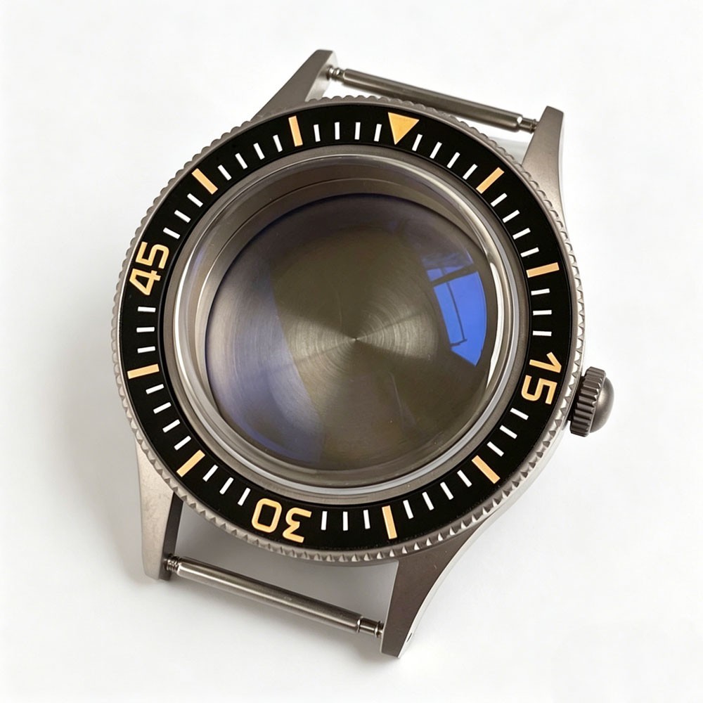 Solid Titanium 200M Dive Watch Case for 50 FATHOMS NH35 PT5000 AR Domed Sapphire