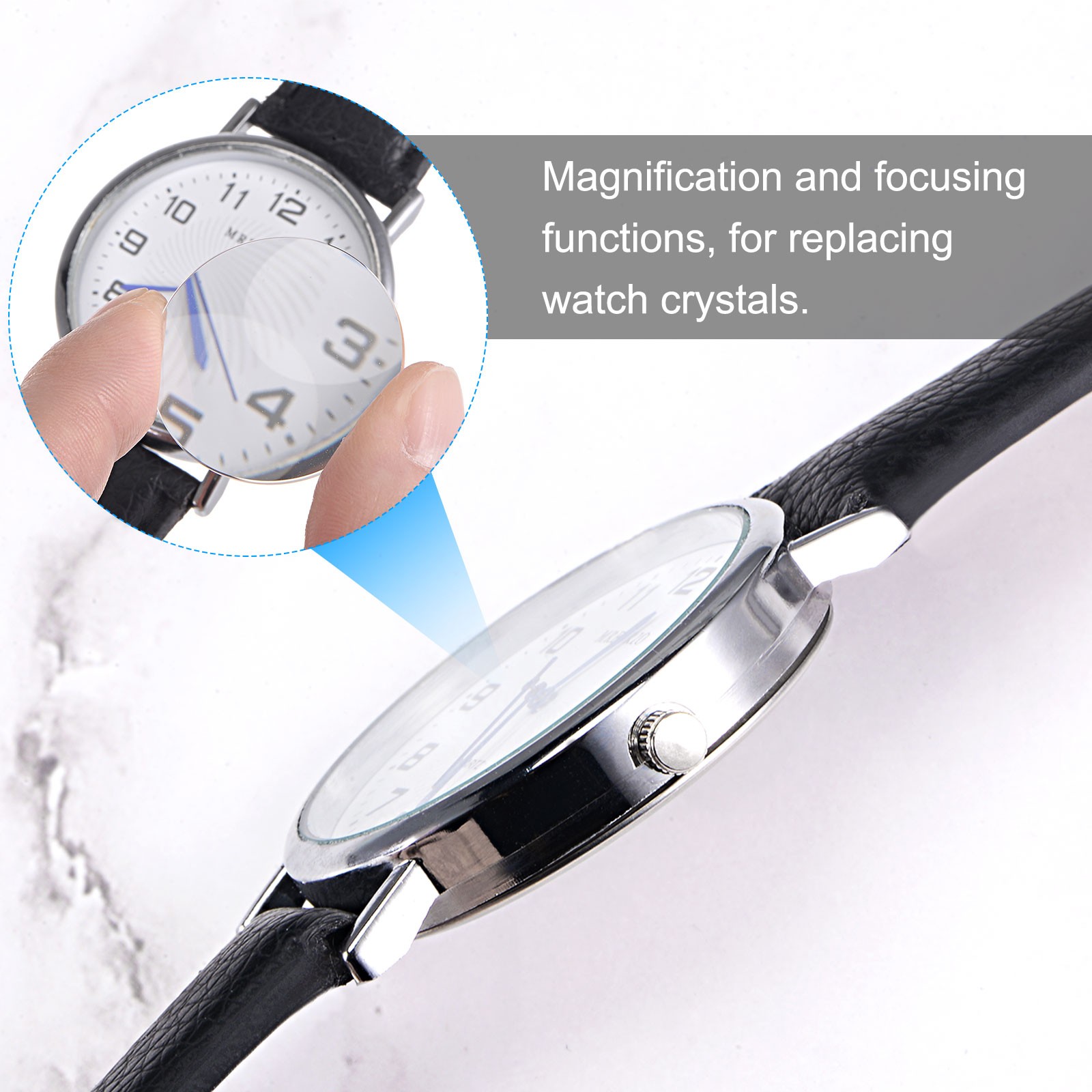 16pcs Watch Crystal Glass Lens 19.5mm Single Dome Round Glass Watch Face Crystal