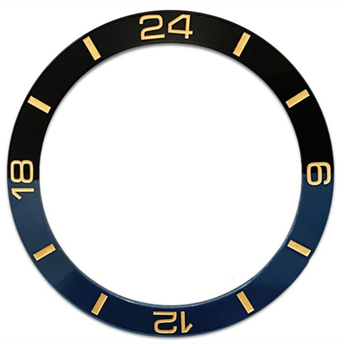 38mm Dark Blue+Black Half Scale Ceramic Polished Watch Bezel Fit SUB007 Watch