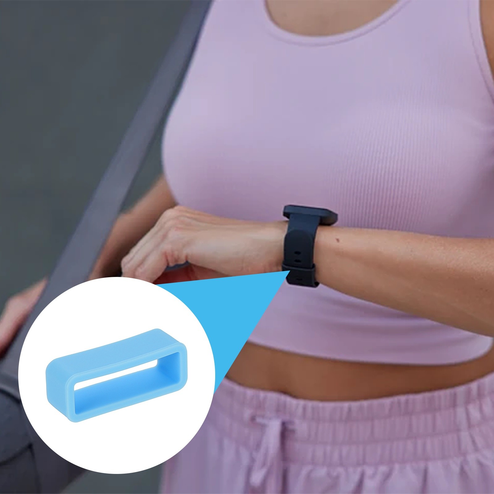 6Pcs, Watch Band Loop 20mm Silicone Watch Strap Retainer Loop Blue