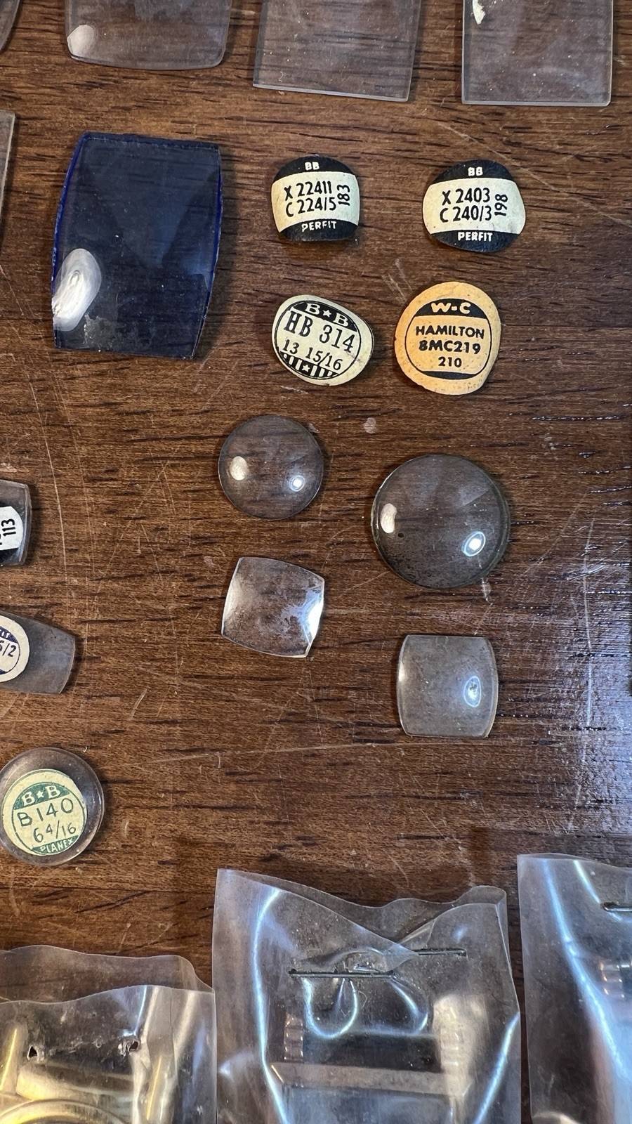 Watchmaker Repair Lot 26 Crystals 6 Cases NOS Glass BB WC Hamilton Seiko 4 Bands