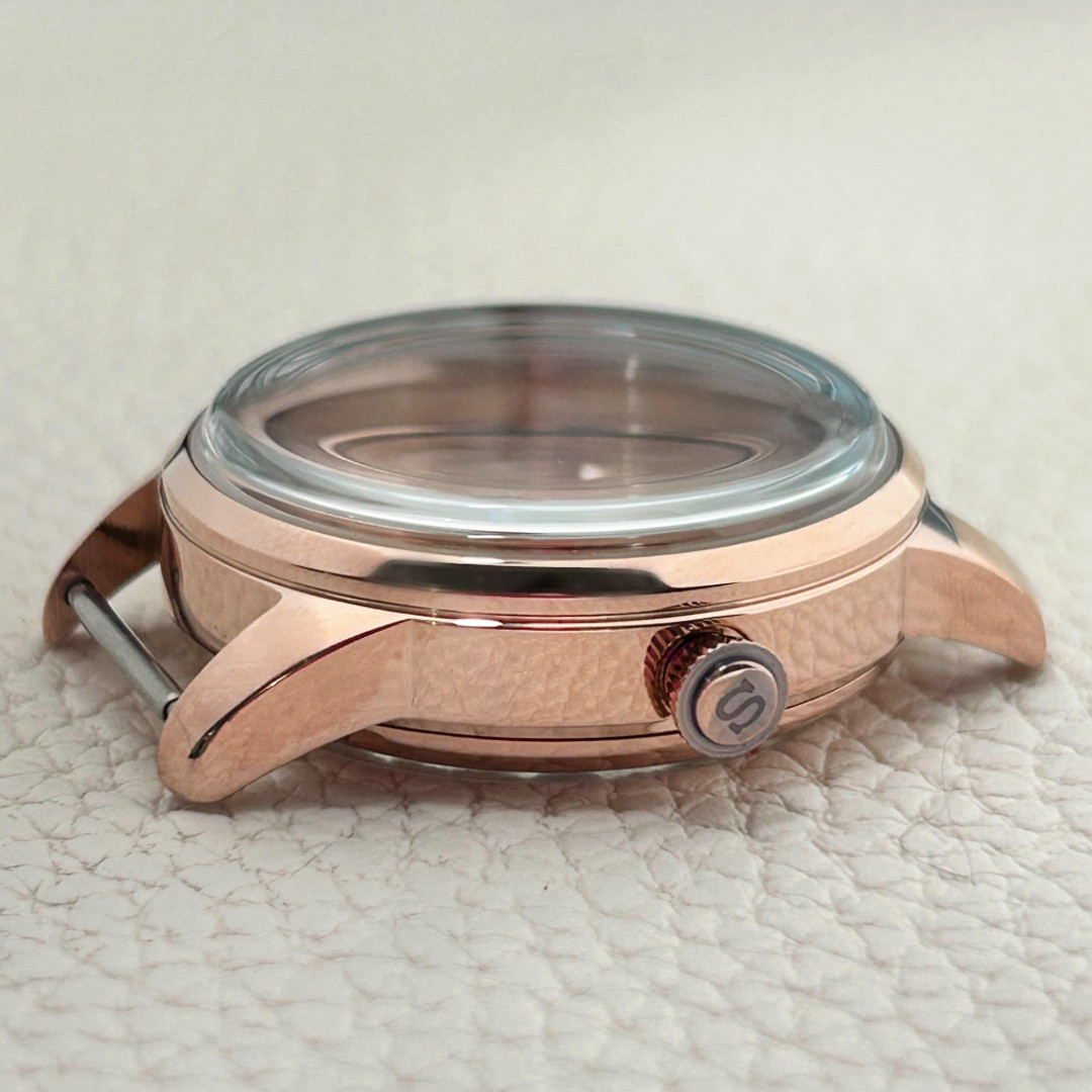 33MM Cocktails Rose Gold Steel Watch Case Fit NH35 7S26 NH38 Movement Arch Glass