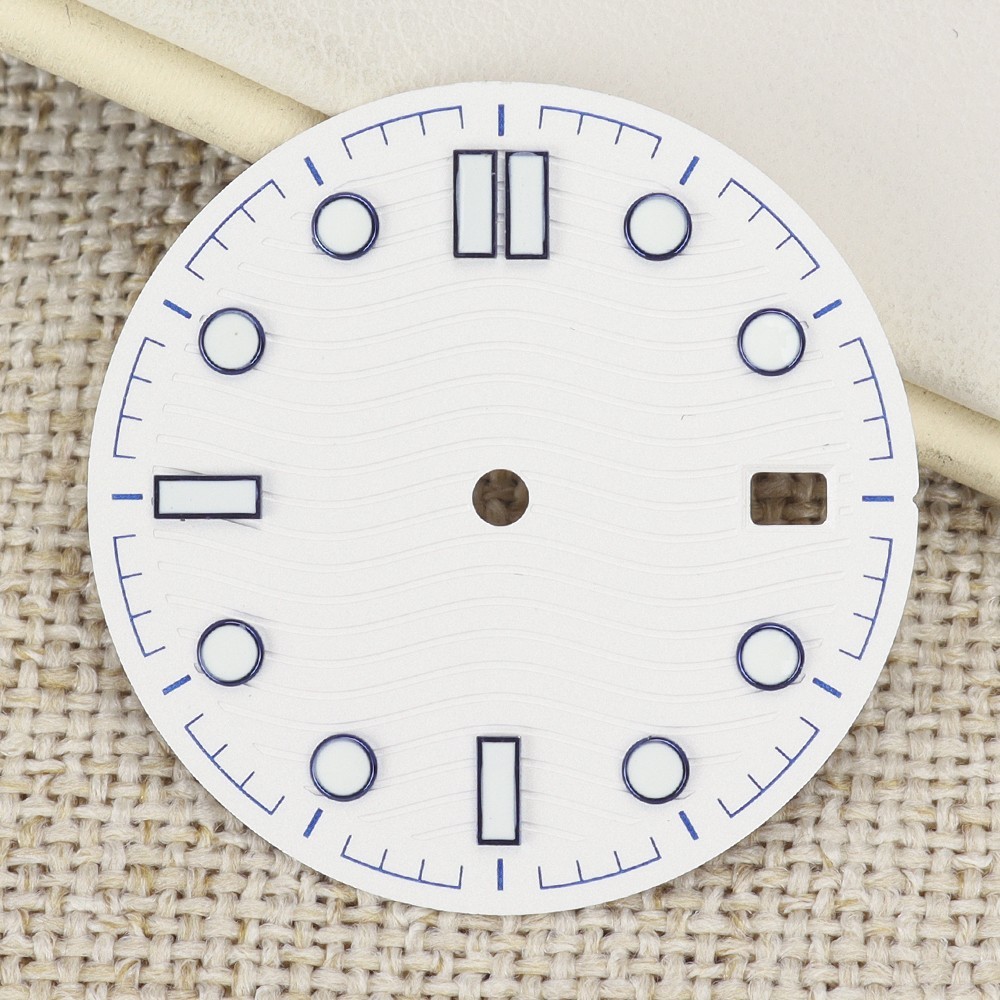 Vintage 30.50mm Wave Pattern Watch Dials Green Luminous for Seiko NH35 Movement