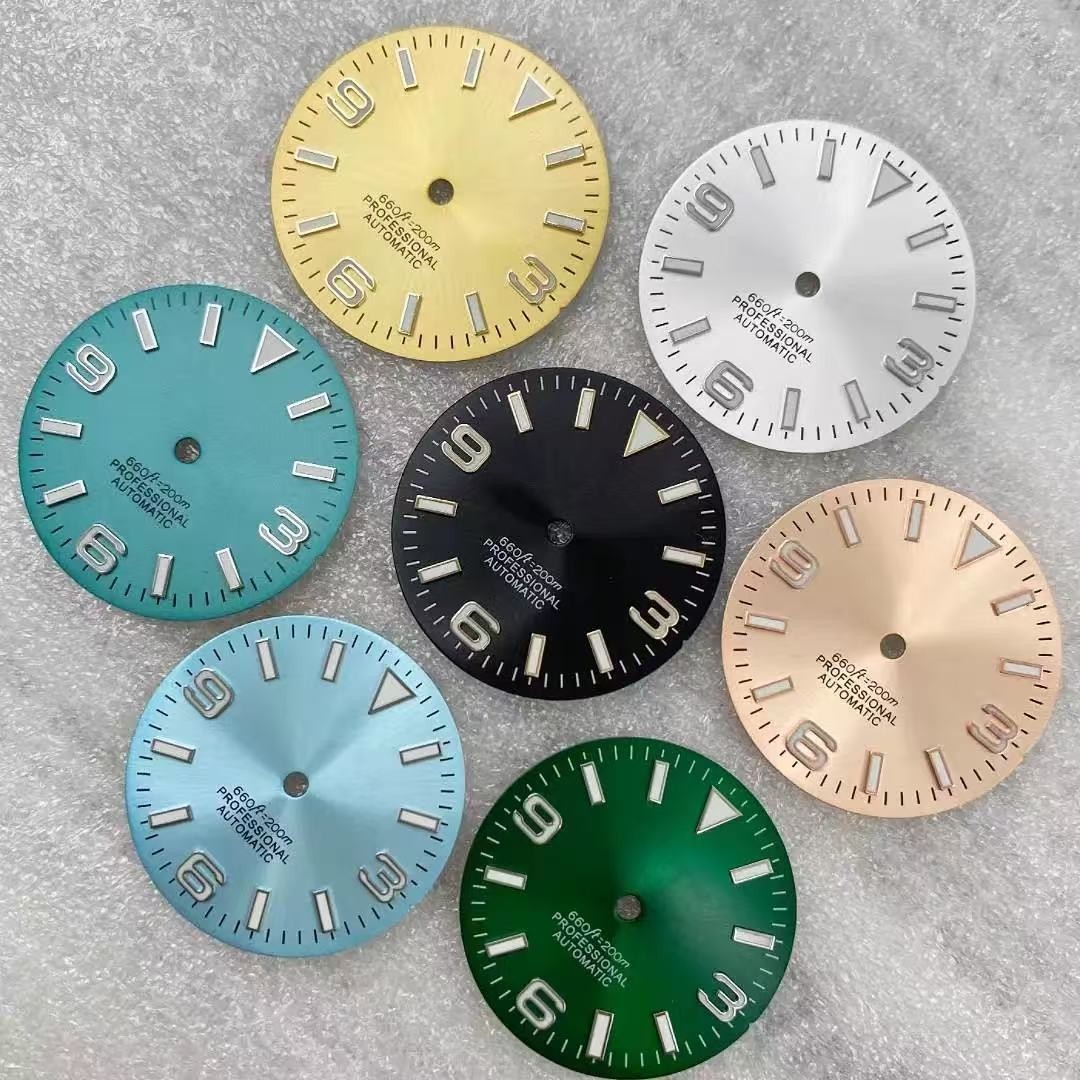 28.5mm Sun Pattern Watch Dial Green Luminous for NH35 NH36 Movement