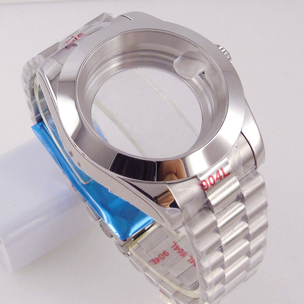 39MM Sapphire Glass Watch Case Fit NH35 NH36 8215 ETA 2836 2824 President Strap