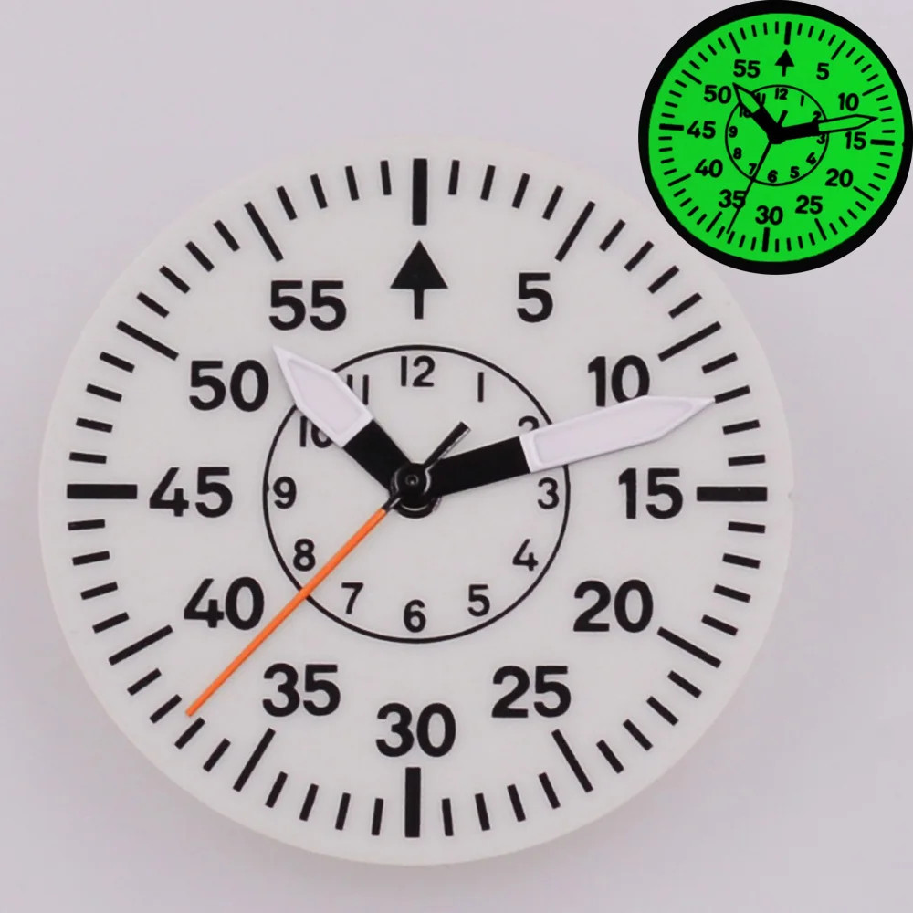 29mm Sterile Dial Green Luminous Watch Dial Hands Fit NH35 NH36 Movement