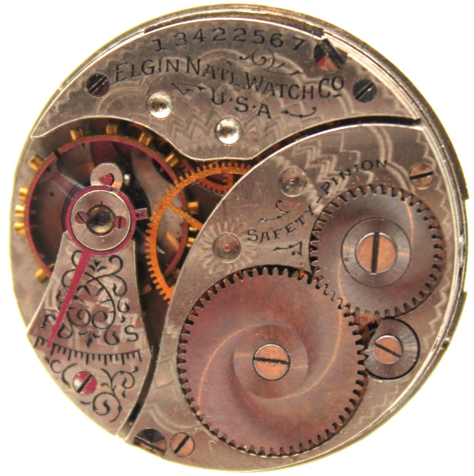 1908 ELGIN POCKET WATCH MOVEMENT 13422567 GRADE: 320 0s 7j (SD3)