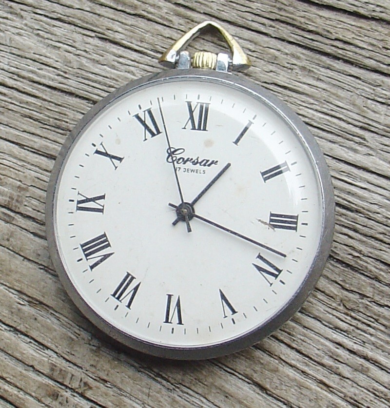 Vintage Raketa “CORSAR” Soviet Russian Pocket watch USSR WHITE DIAL SERVICED