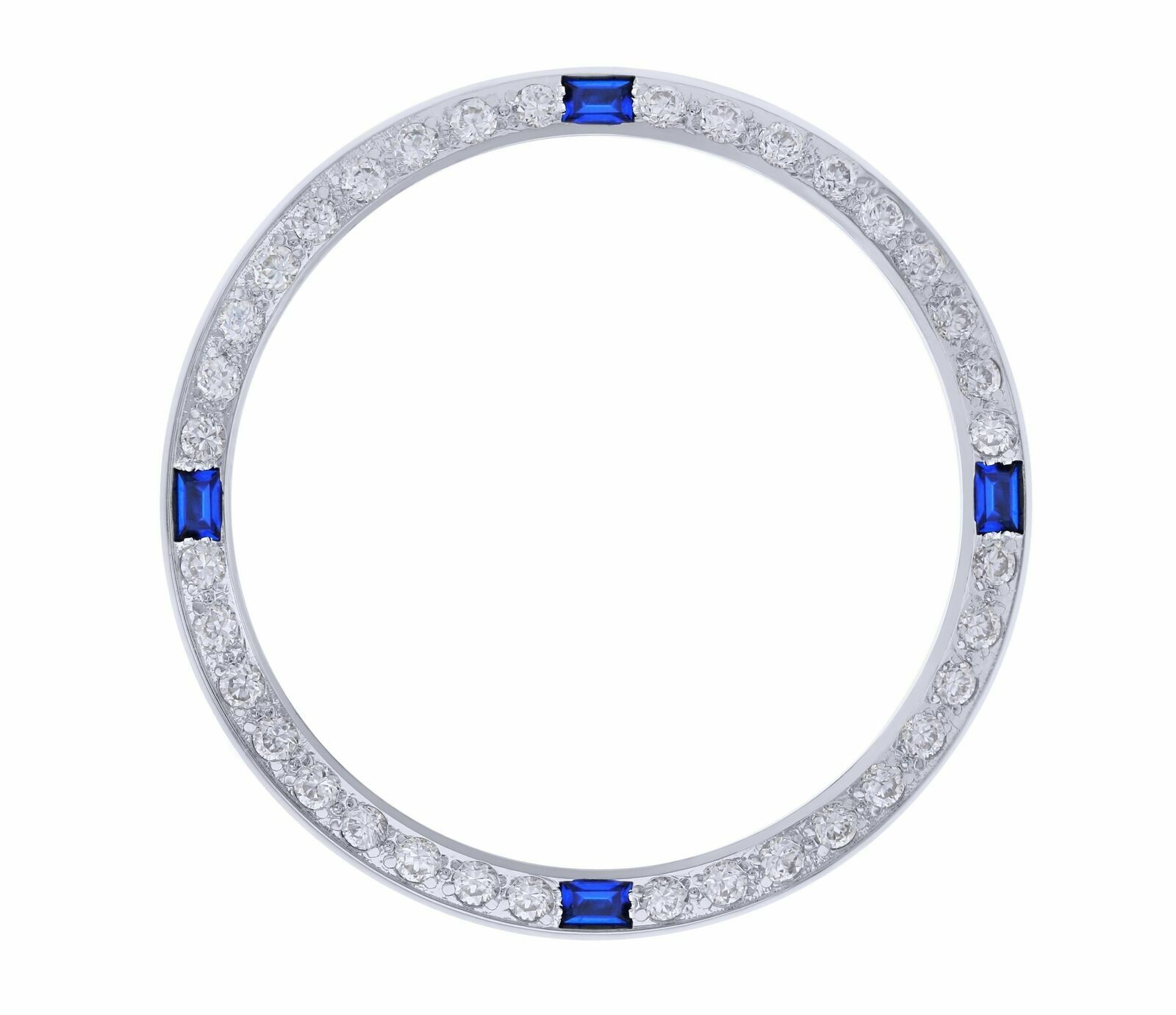 White Created Sapphire Diamond Replacement Bezel Fits 36mm For Rolex For Tudor