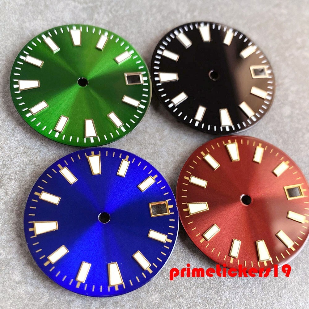 29mm NH35 Watch Dial+Hands Set Sunburst Date Window Lume Wristwatch Accessories