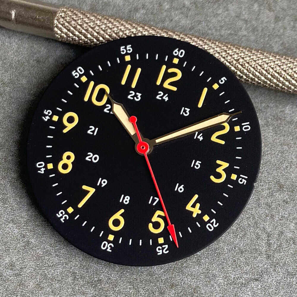 29mm Lume Yellow Mark Cream Black Field Watch Dial Fit NH35 NH38 PT5000 Parts