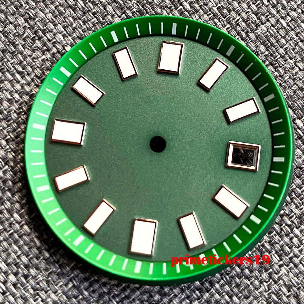 33.4mm Black/Blue/Green Sterile Watch Dial Date Window Fit NH35 NH36 Movement