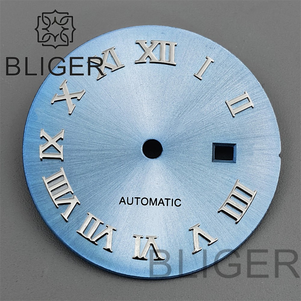 24.5mm Roman Numerals Sun Pattern Watch Dial Date Fit NH05 06 Movement
