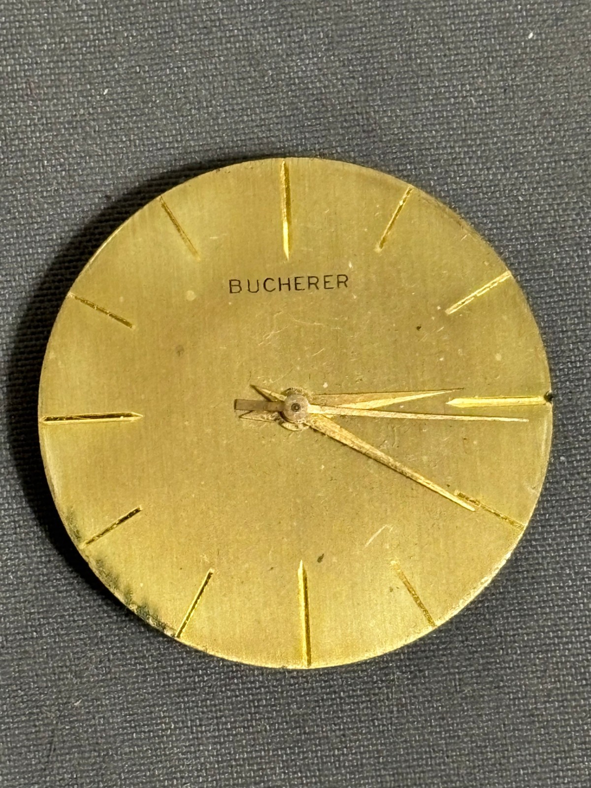 Vintage 29mm BUCHERER brass gold MENS WATCH MOVEMENT Automatic 21 Jewels SWISS
