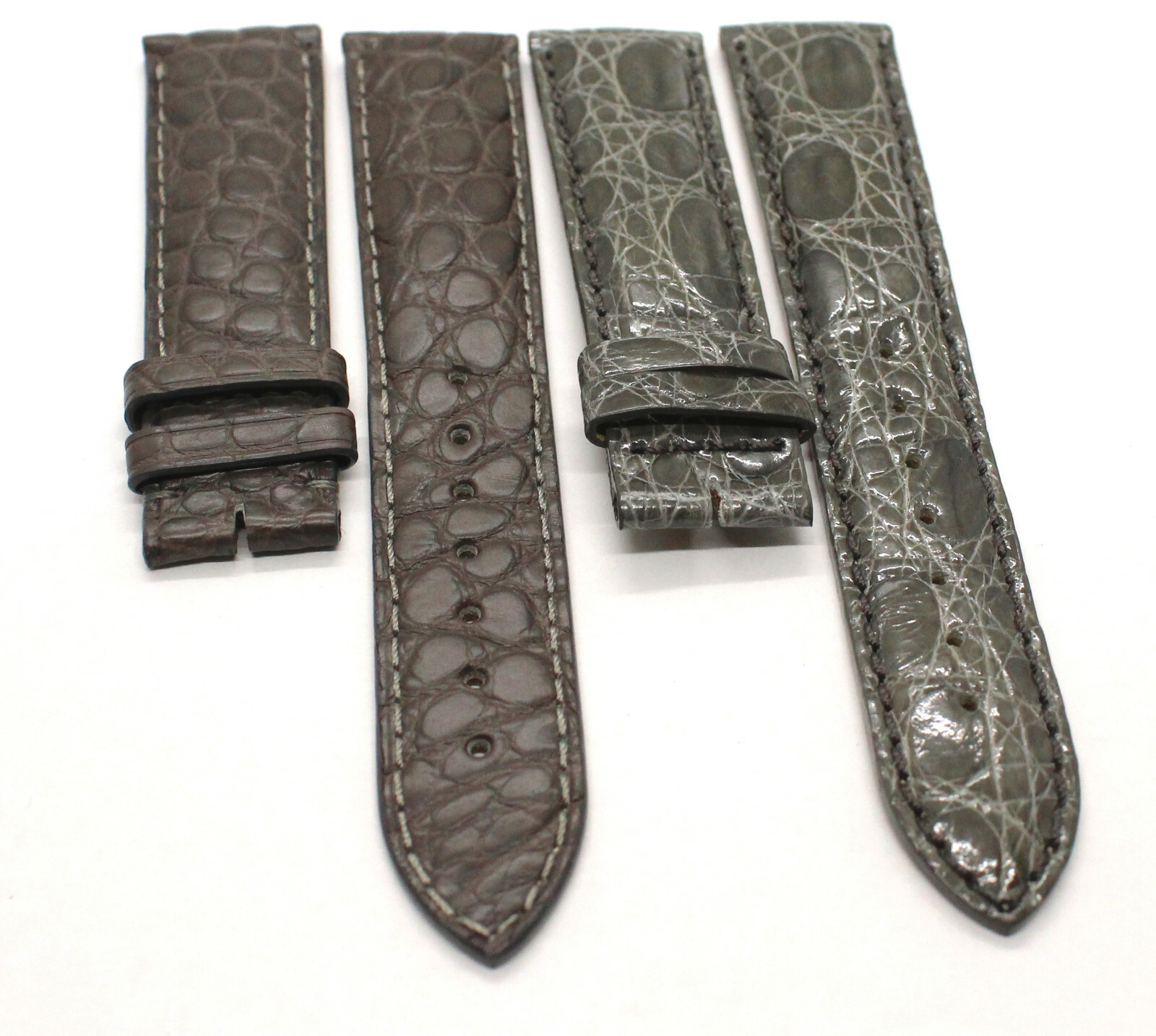 New Genuine Alligator Leather Band Silver and Gray Color 20 mm x 18 mm Strap