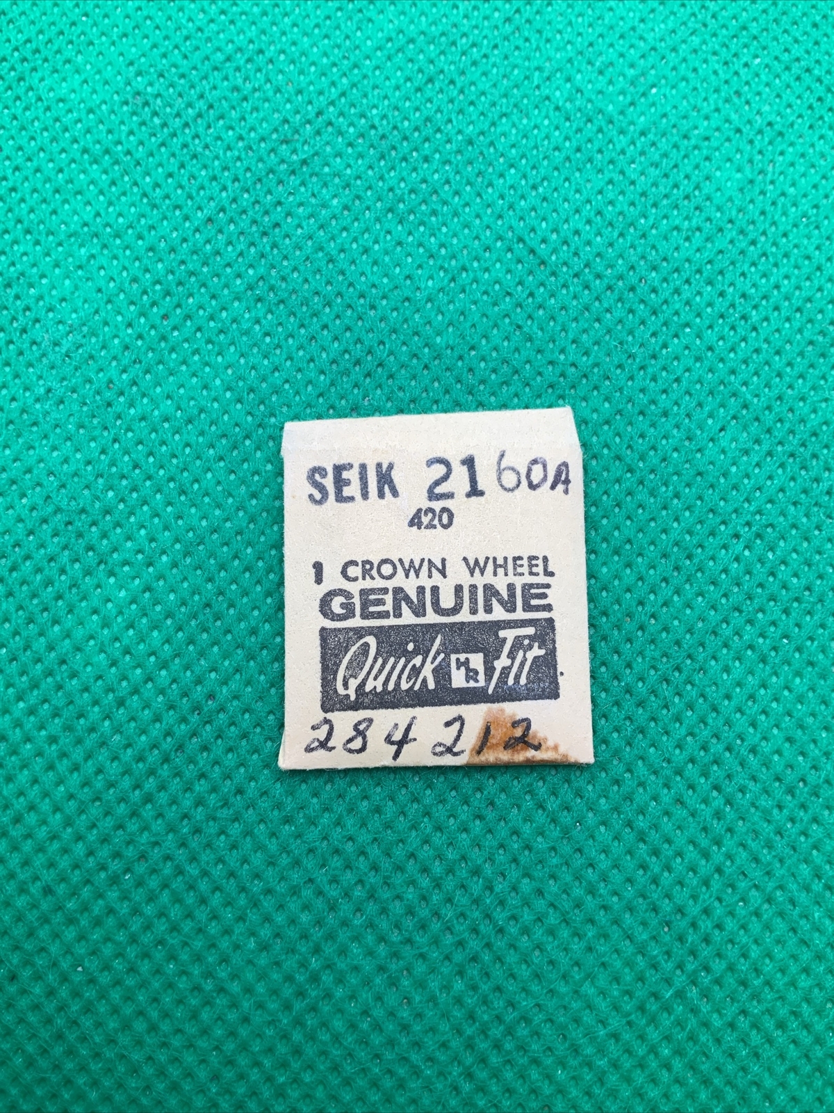 Genuine Seiko 284 212 Crown Wheel Watch Part, 284212, Quickfit #420, NOS