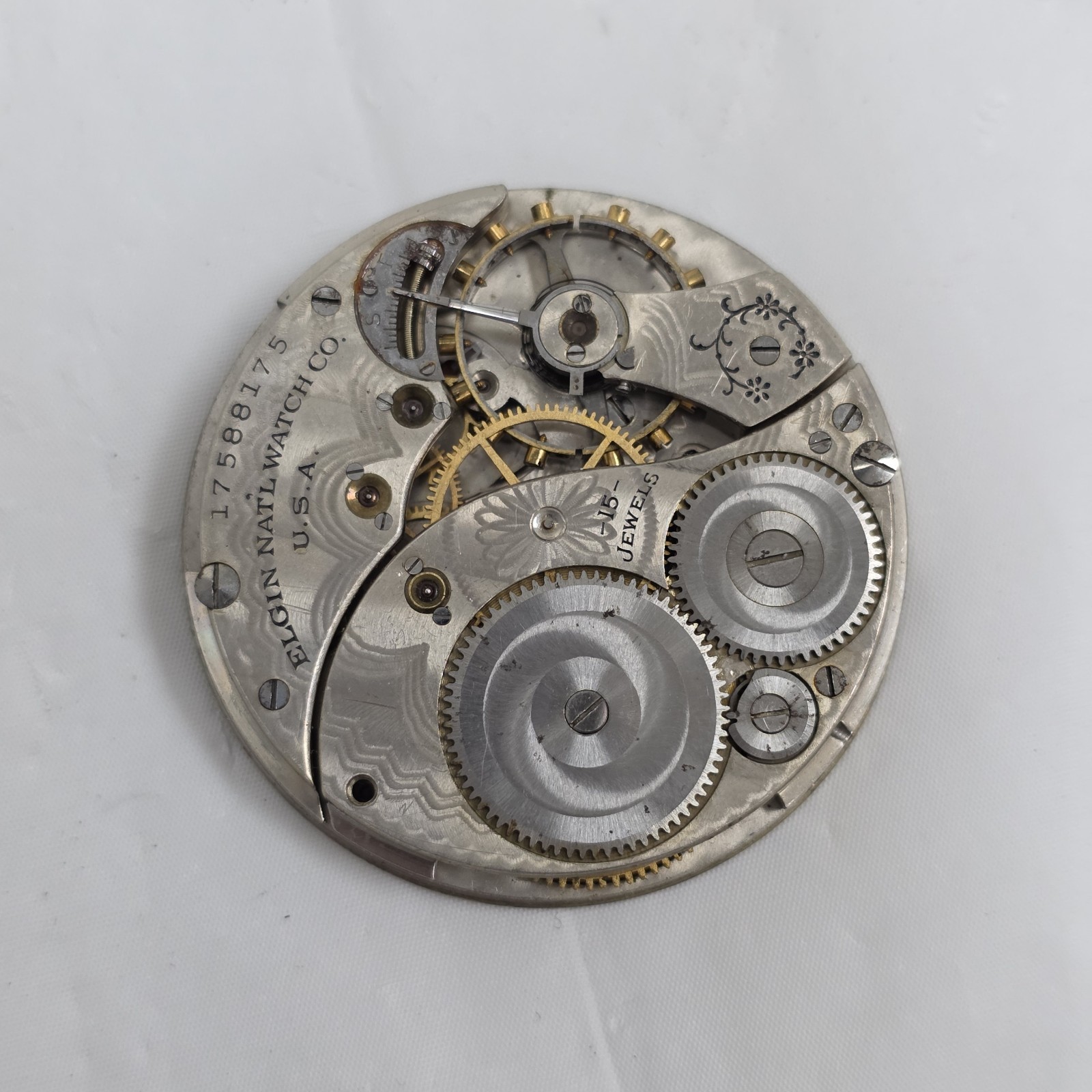 1914 Elgin Grade 315 – Model 3 – 12s 15J OF Pocket Watch Movement Parts/Repair