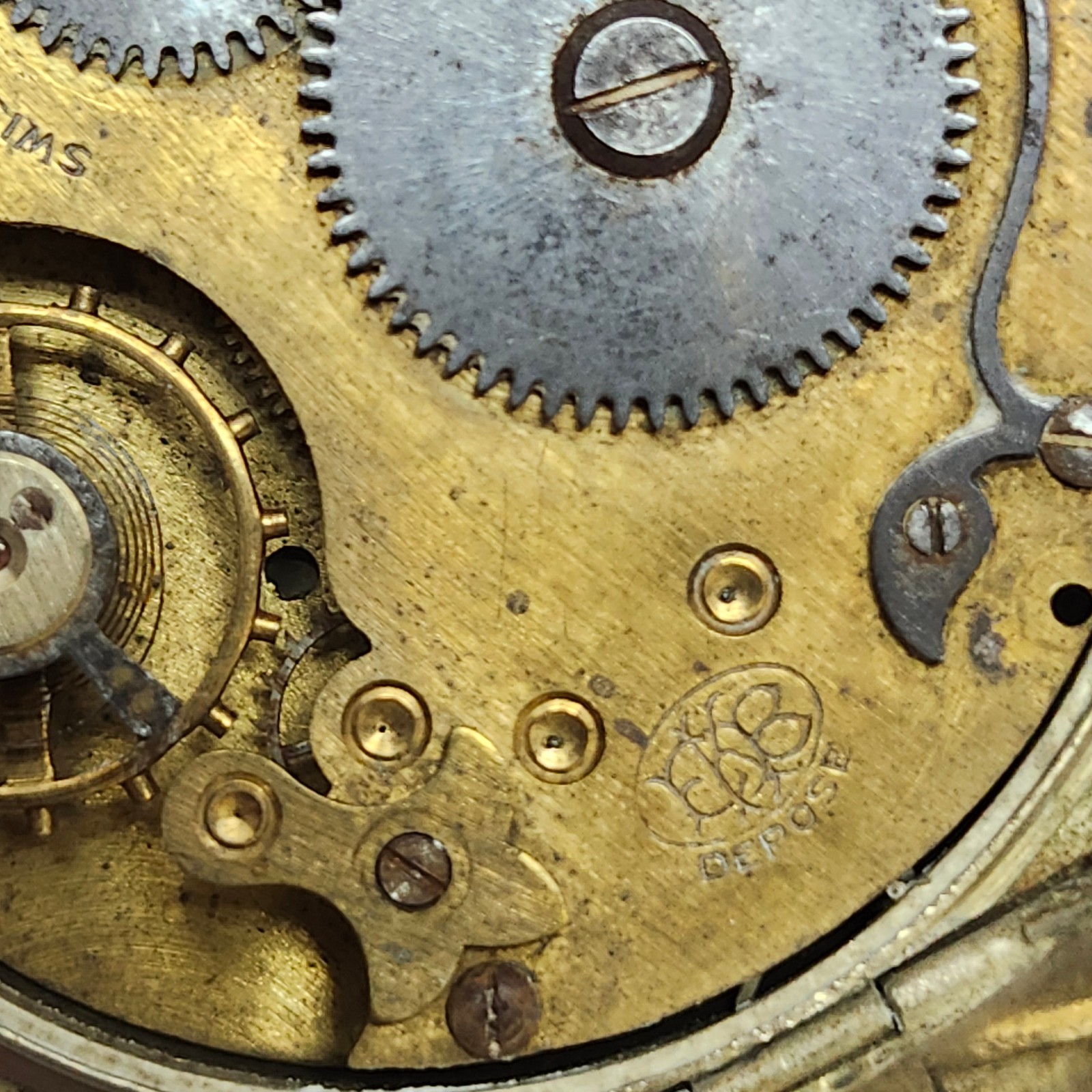 FHF Swiss Made Pocket Watch Movement & Case Pin-Set For Parts Repair