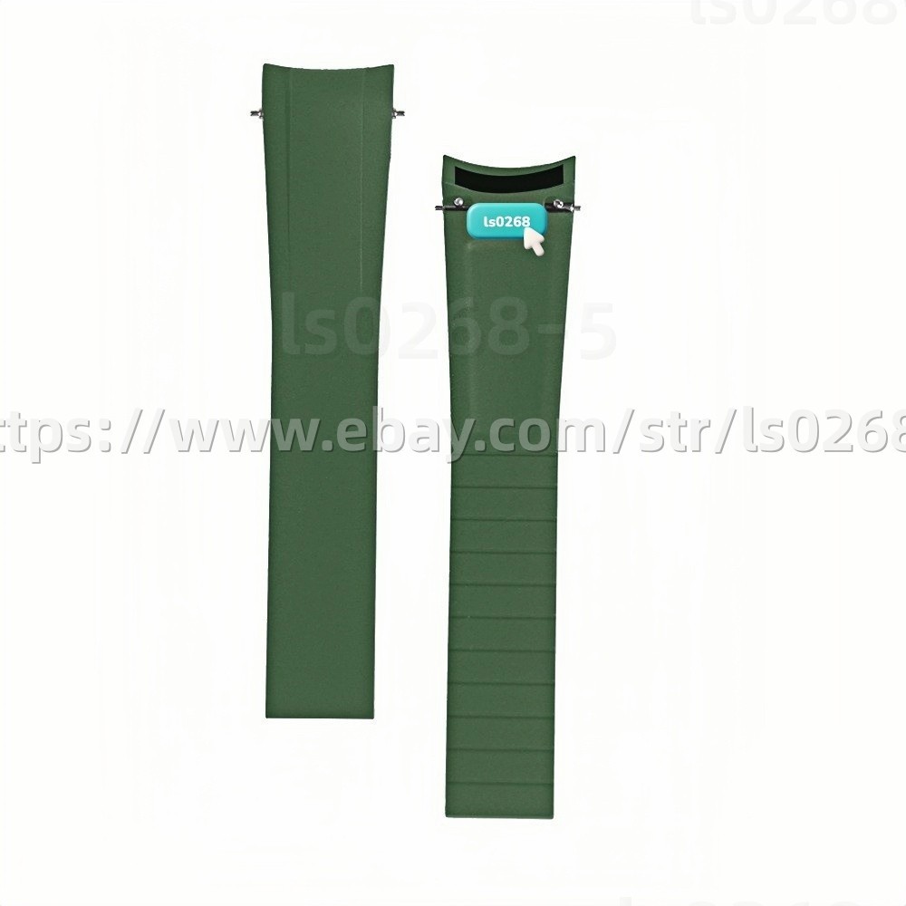 20mm Fluororubber Watch Strap Quick Release Folding Buckle Extended Length
